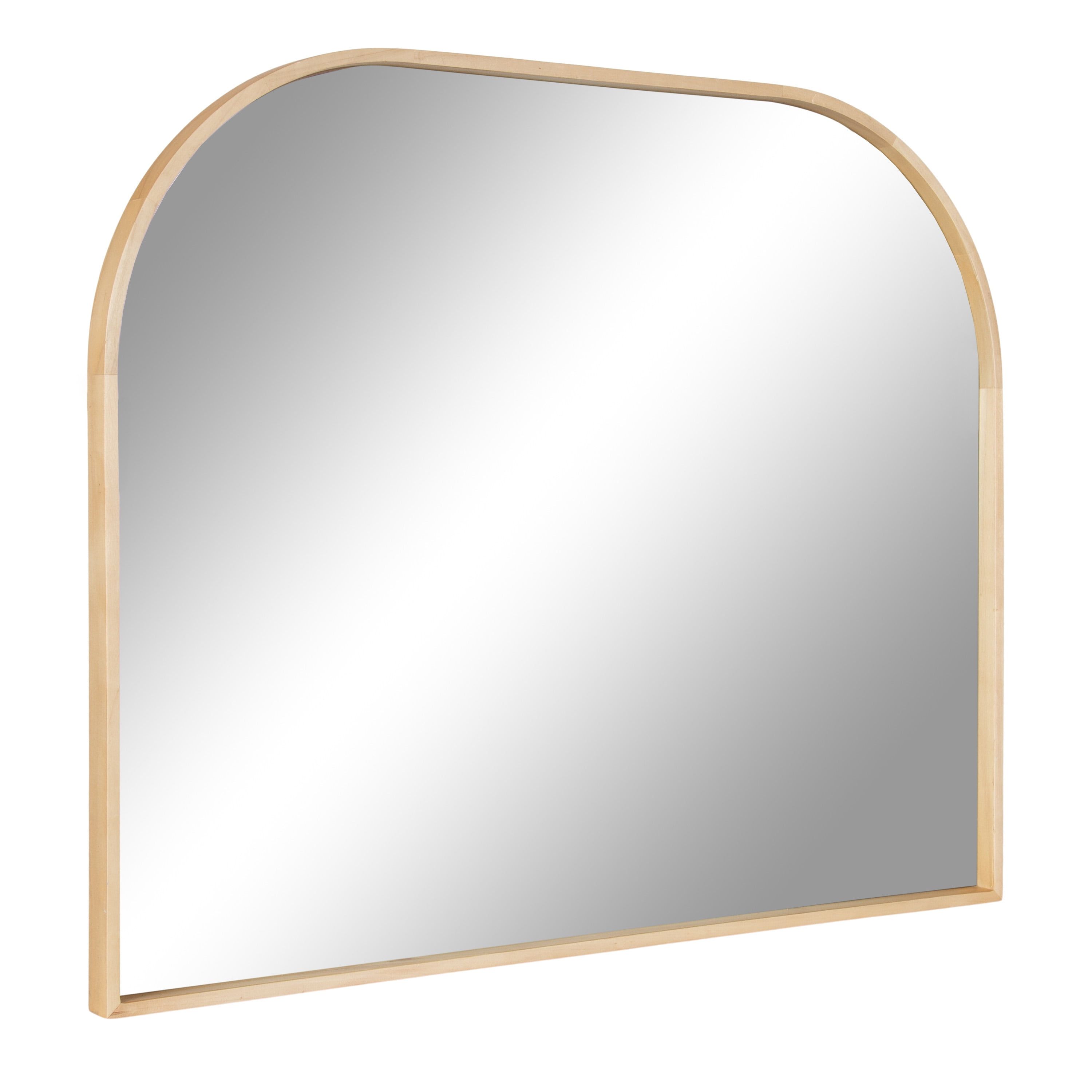 Round Gold Wood Vanity Mirror, 28x34 Inches