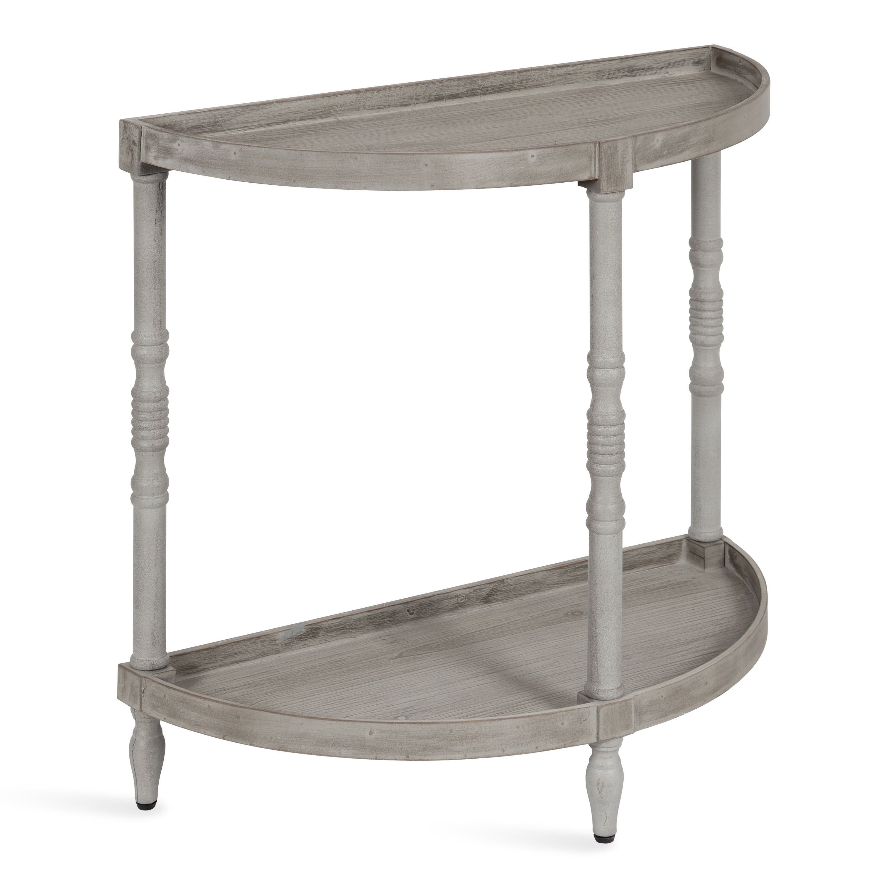 Bellport Rustic Gray Demilune Console with Dual-Tier Storage