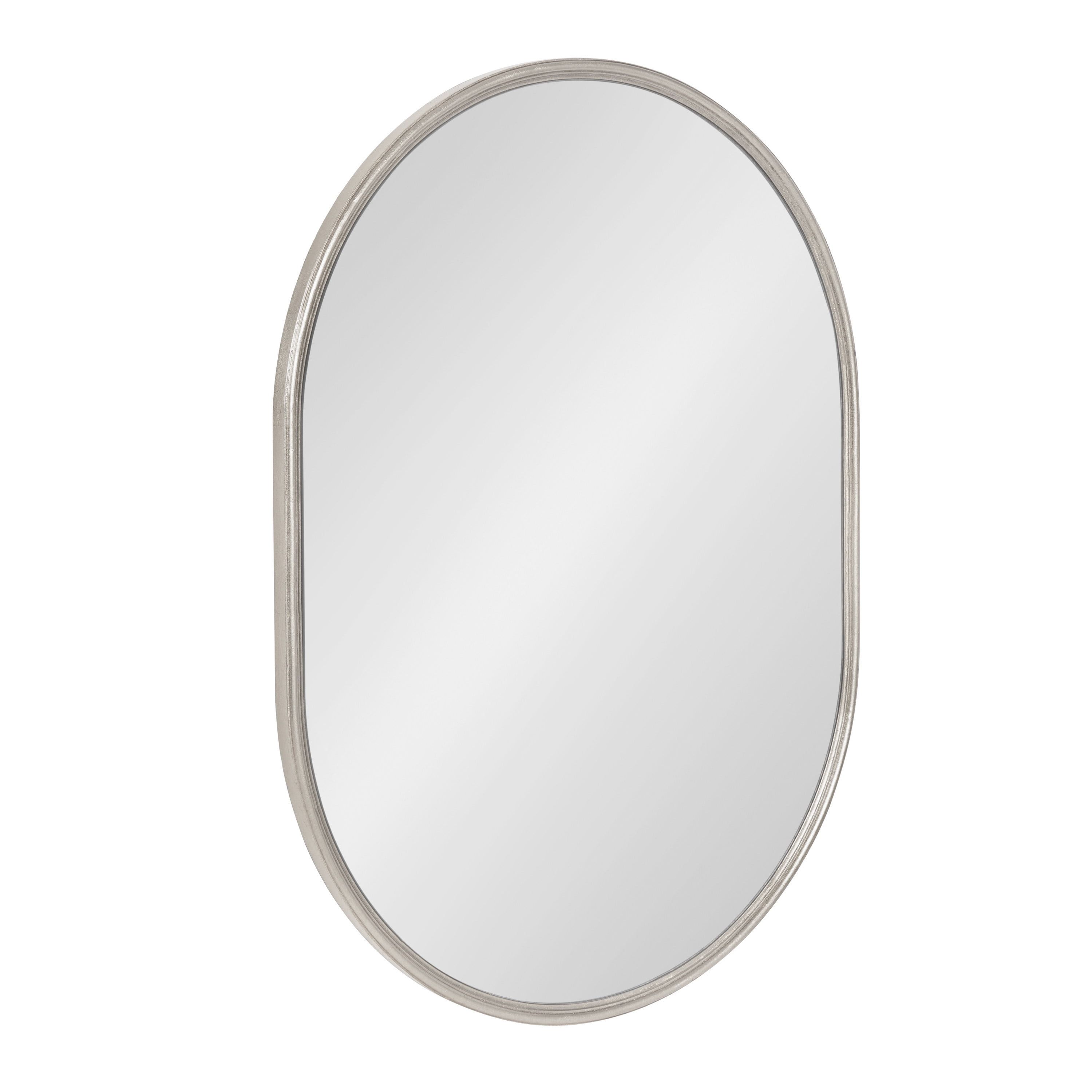 28.3" Silver Oval Wood Vanity Wall Mirror