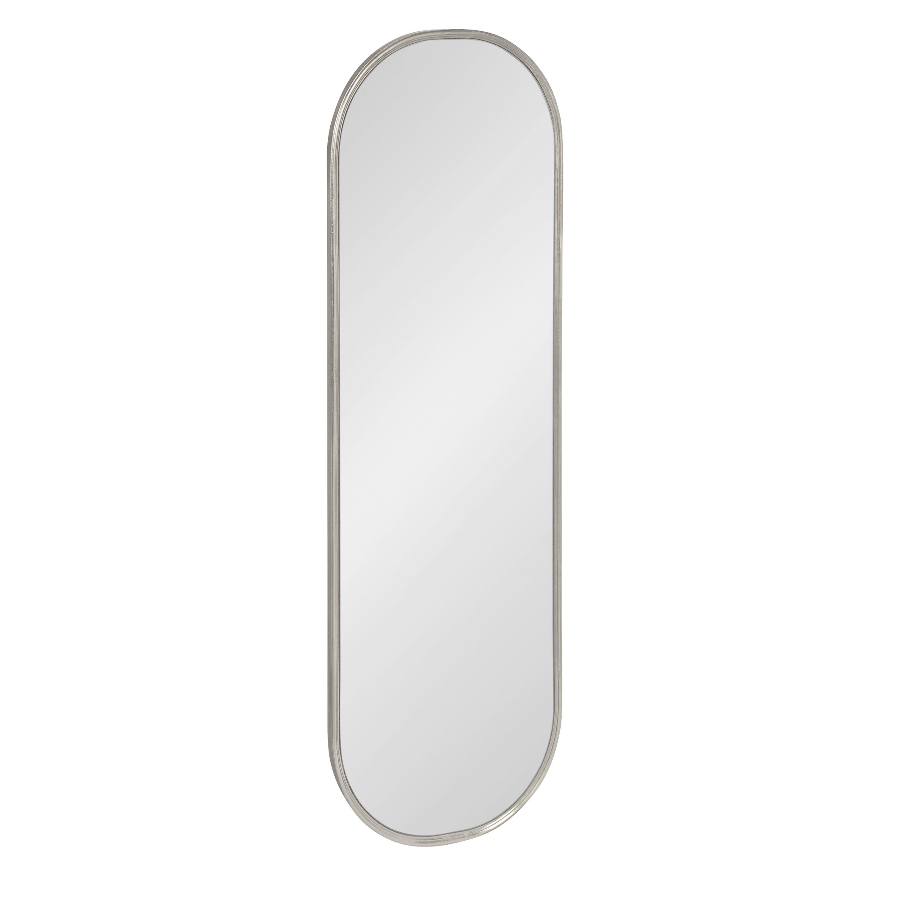 Elegant Full-Length Silver Wood Oval Vanity Mirror, 19.92" x 51.73"