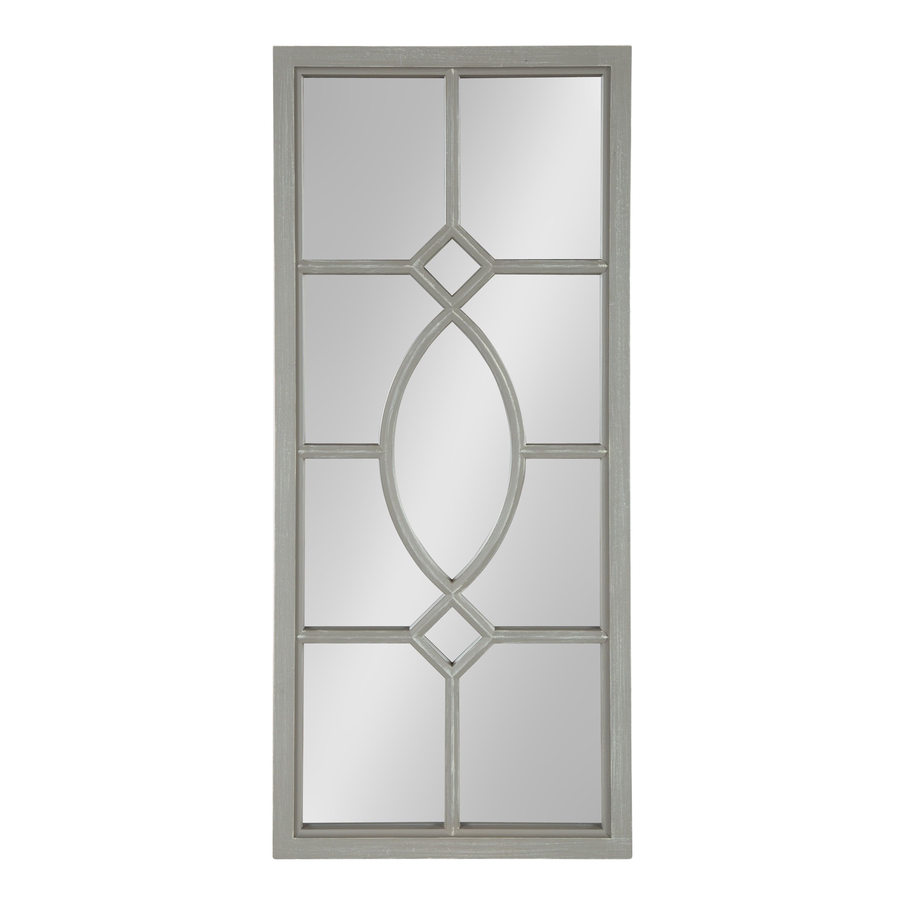 Rustic Gray Full Length Rectangular Windowpane Wall Mirror