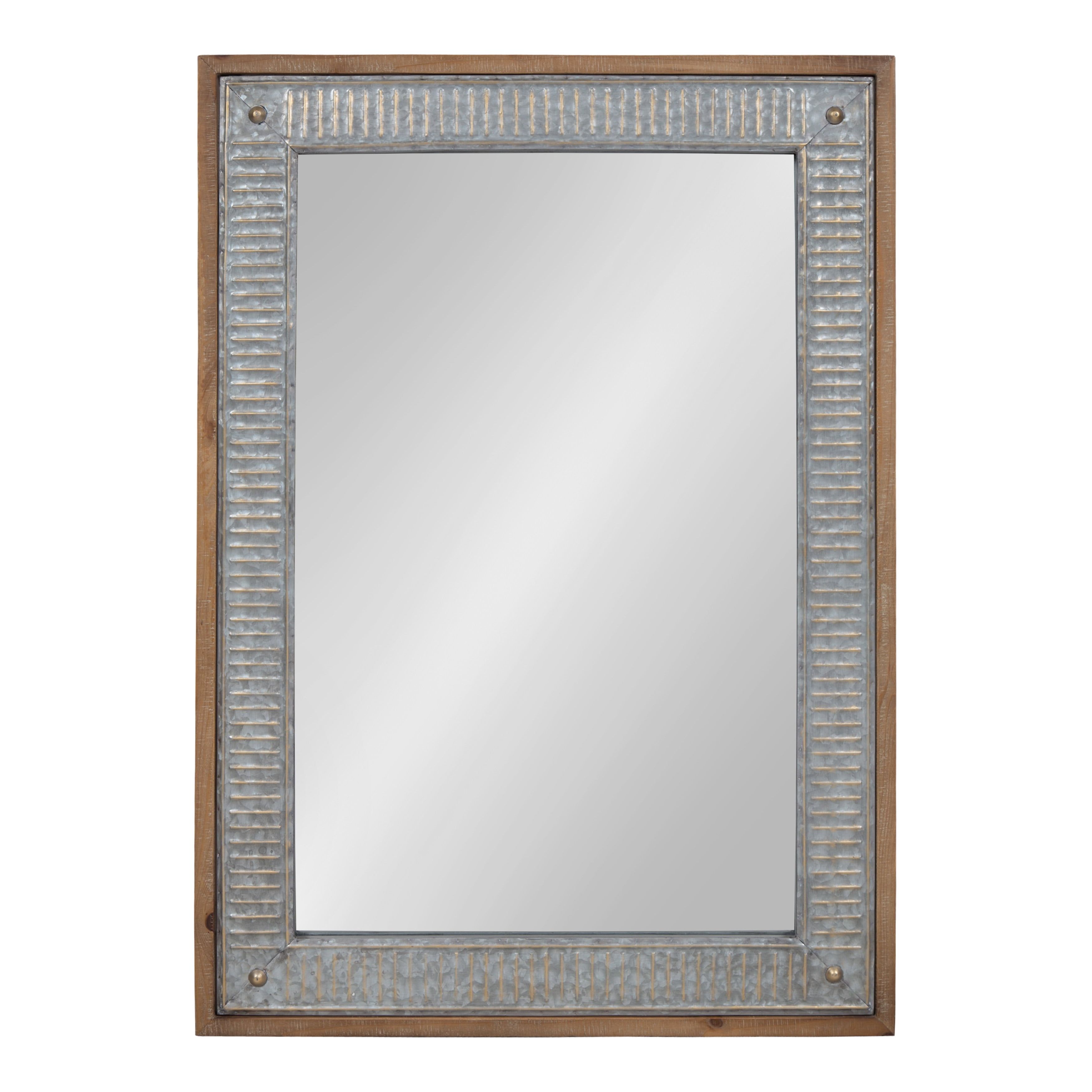 Rustic Brown Wood and Galvanized Metal Full-Length Wall Mirror