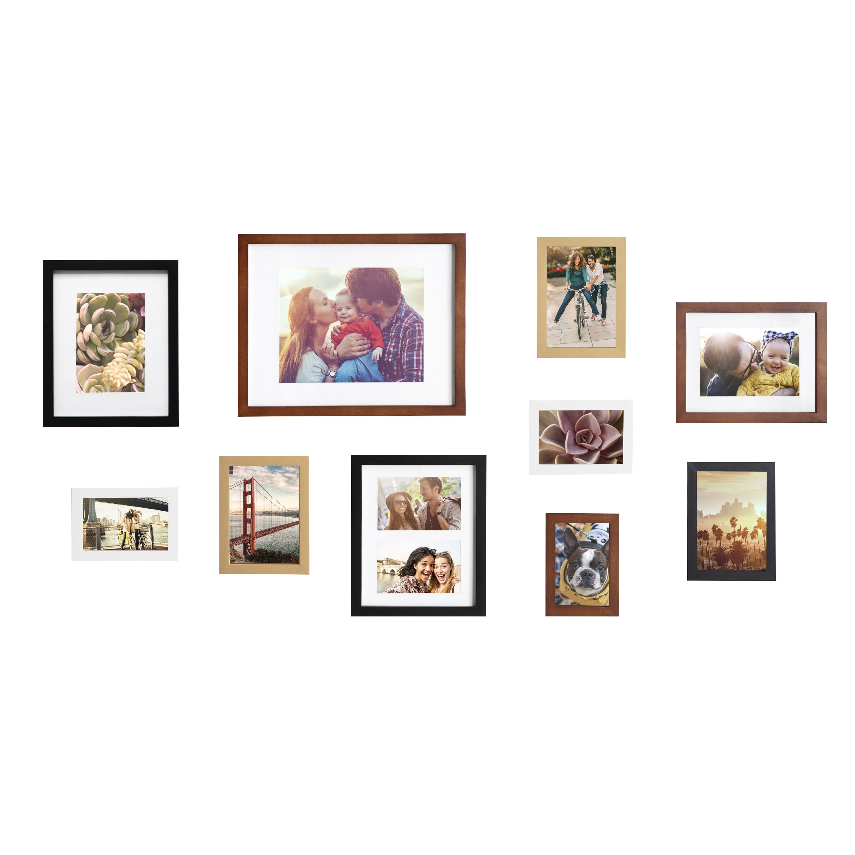 Classic Mid-Century Modern Walnut Wood Wall Frame Gallery Set