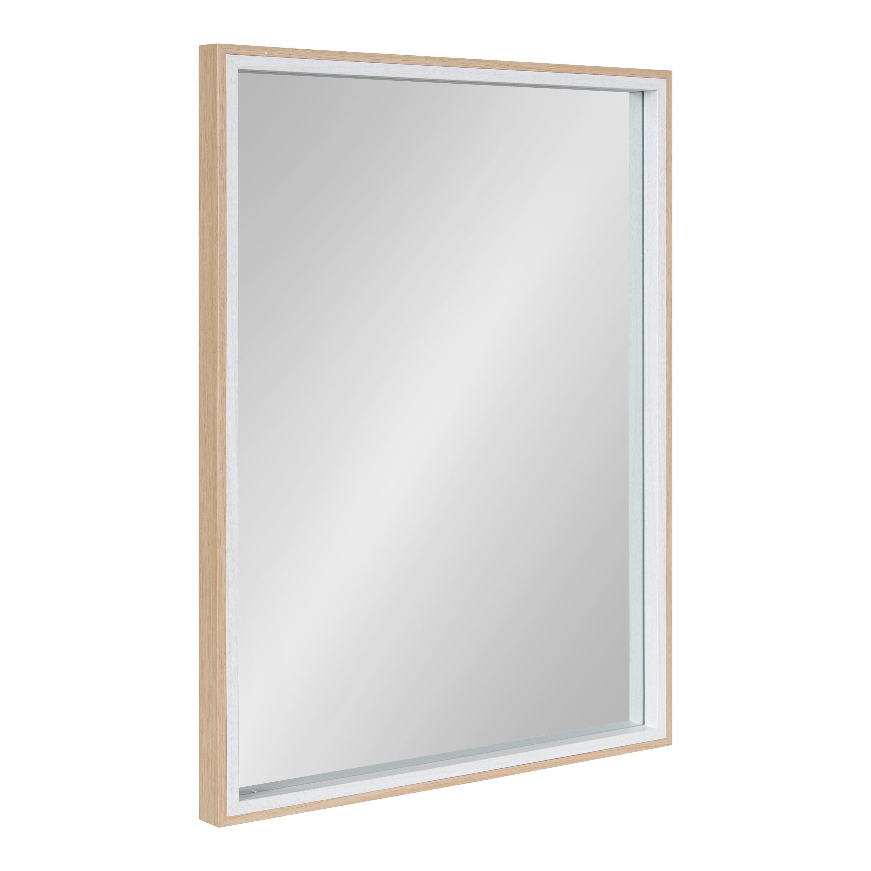 Gibson 18x24 White and Natural Wood Rectangular Wall Mirror