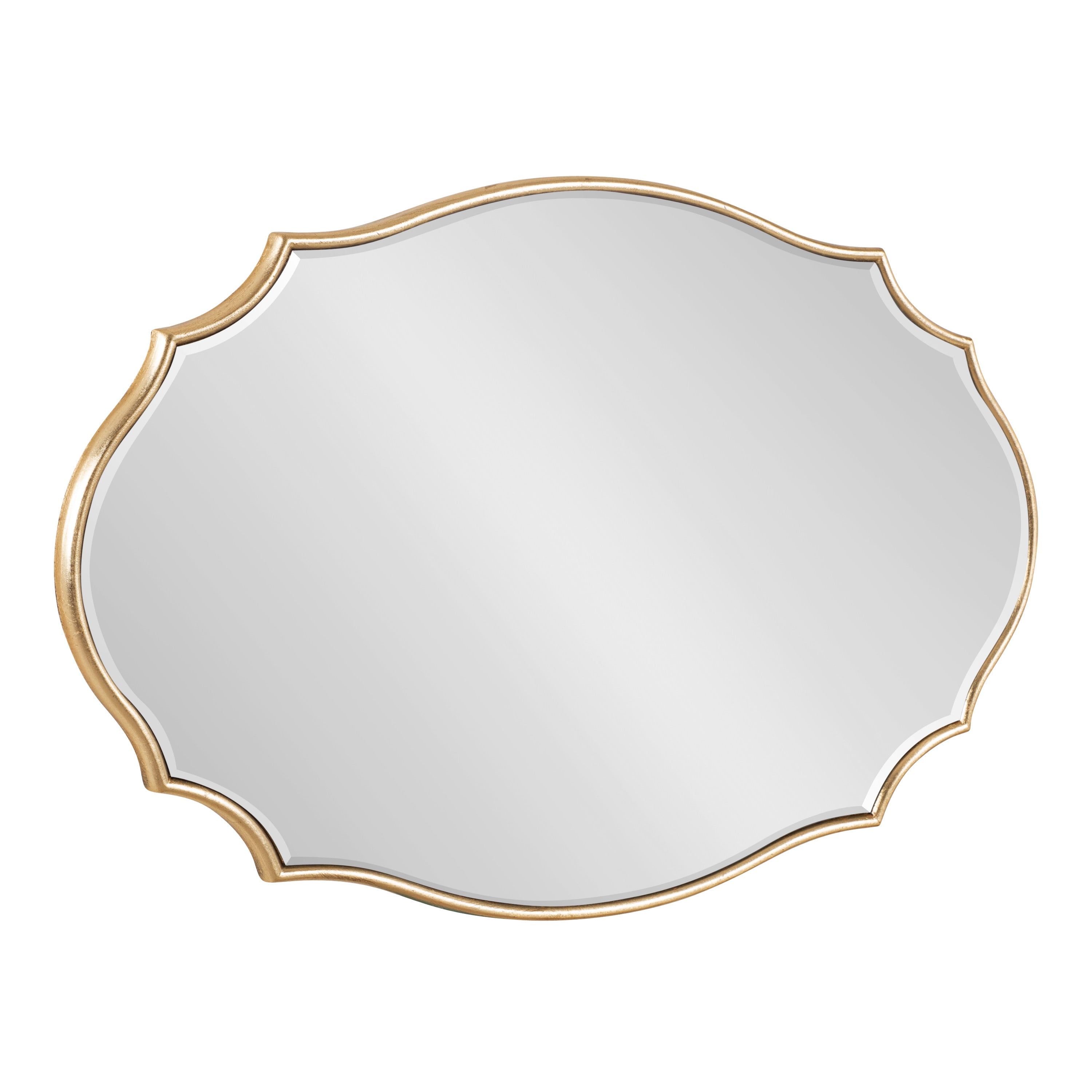 Gold Scalloped Oval Wood Vanity Wall Mirror