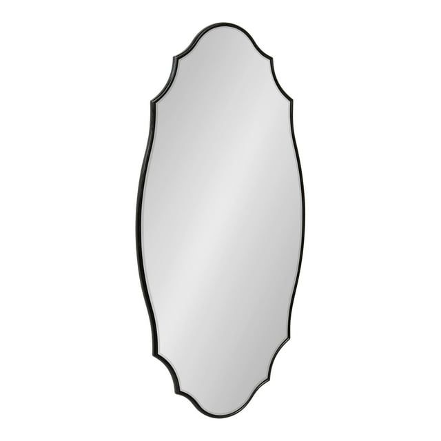 Leanna Black Scalloped Oval Wall Mirror, 20 x 42