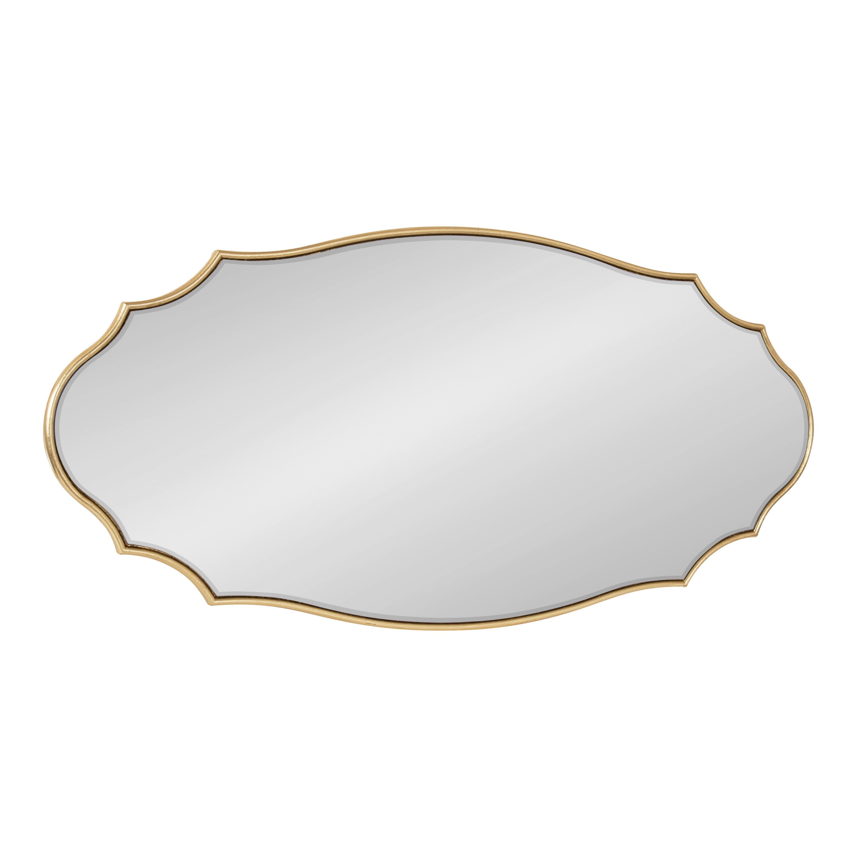 Leanna Gold Leaf Scalloped Oval Wall Mirror 20x42