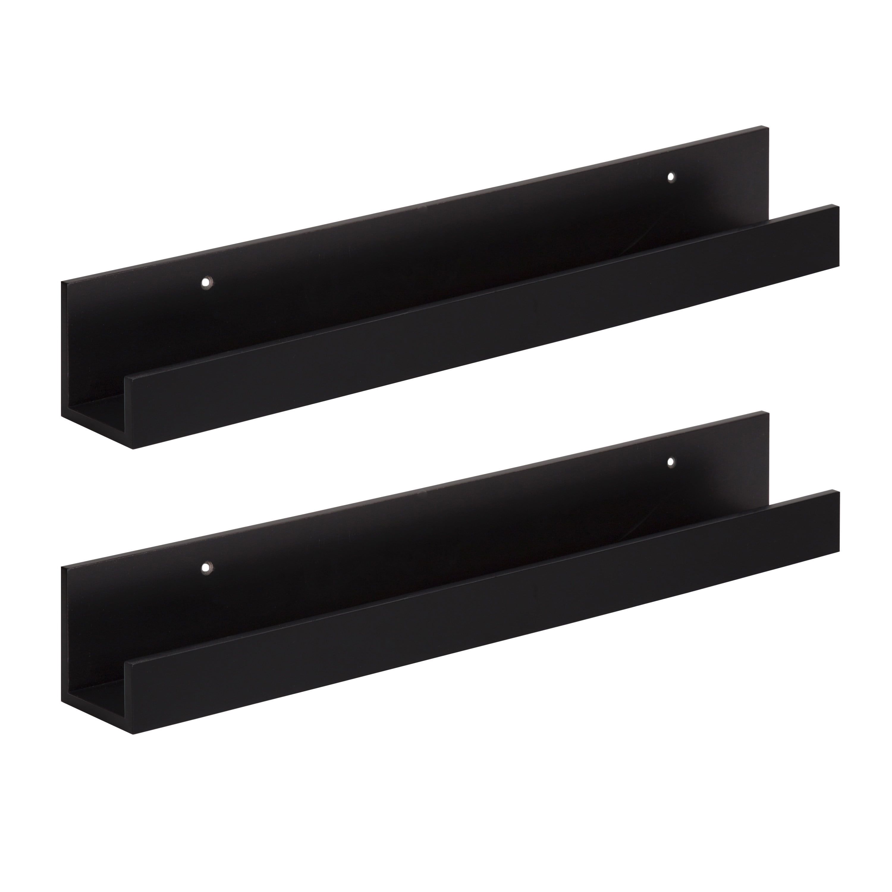 Sleek Black 24" Modern Floating Wall Shelf Set - 2 Pack