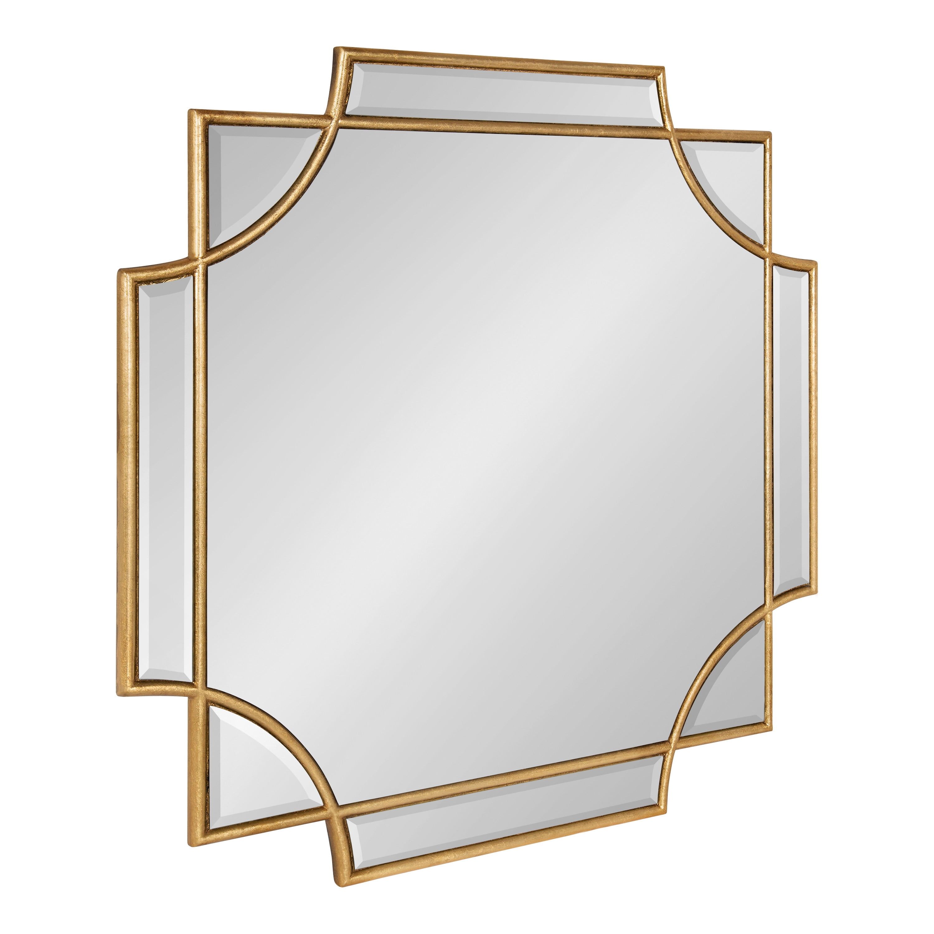 Minuette Glam Square Wood & Gold Wall Mirror 28"