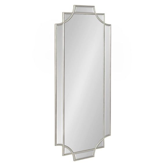 Silver Geometric Full Length Wall Mirror with Wood Frame