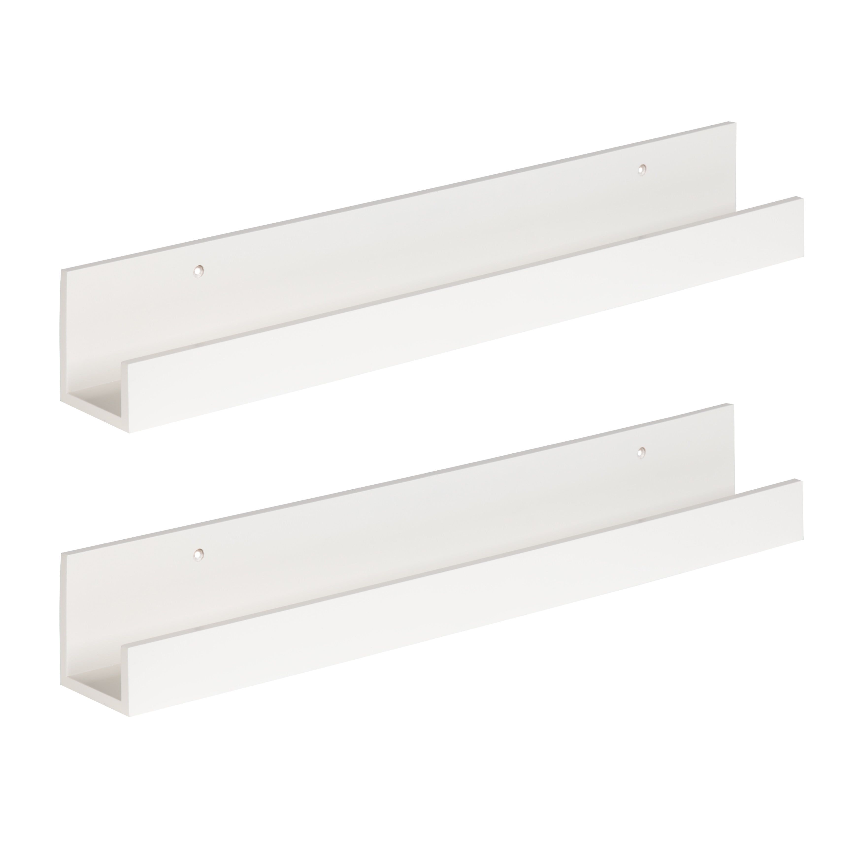 Modern White Manufactured Wood 24" Floating Shelf Set