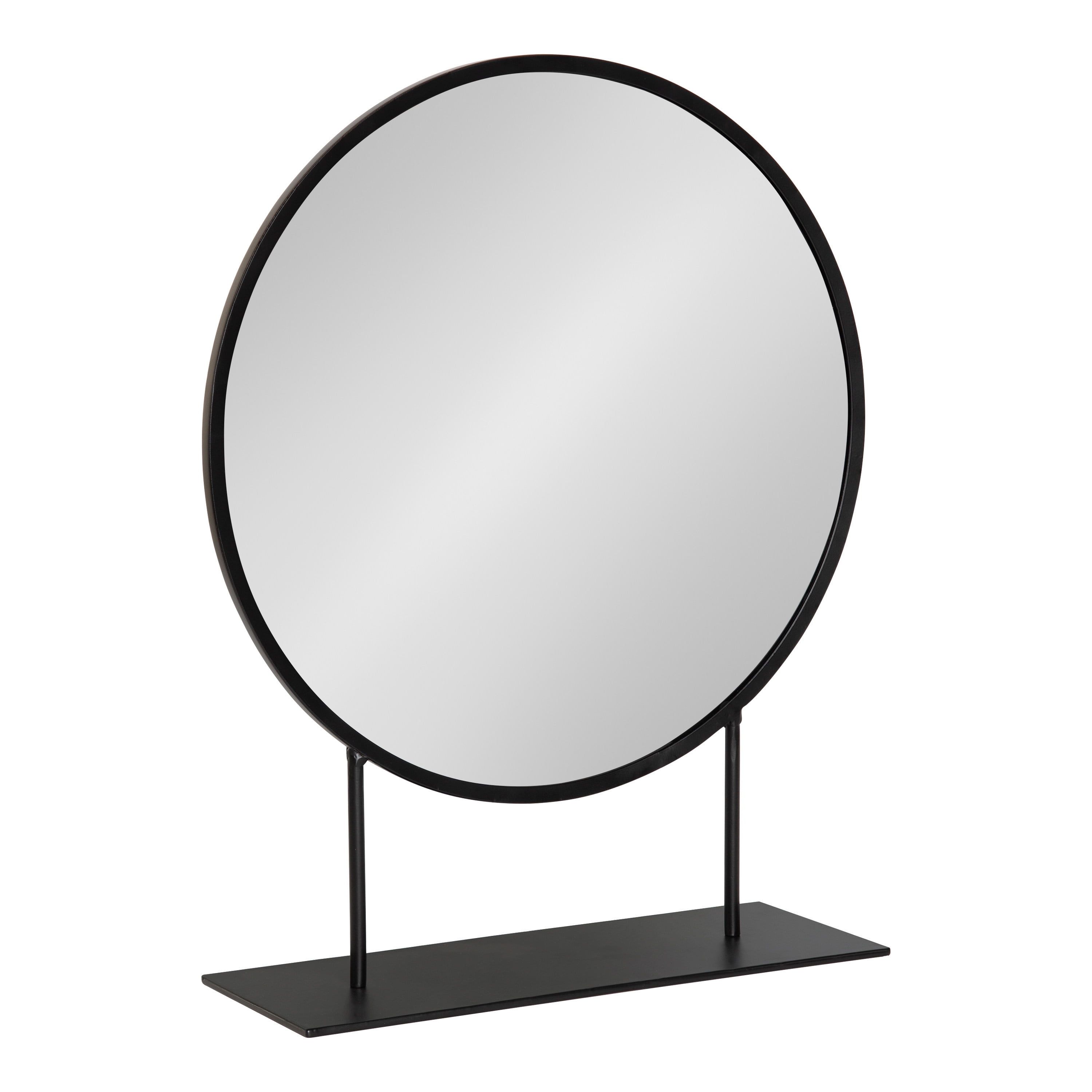 Rouen Modern Glam 18" Round Black Metal Frame Vanity Mirror