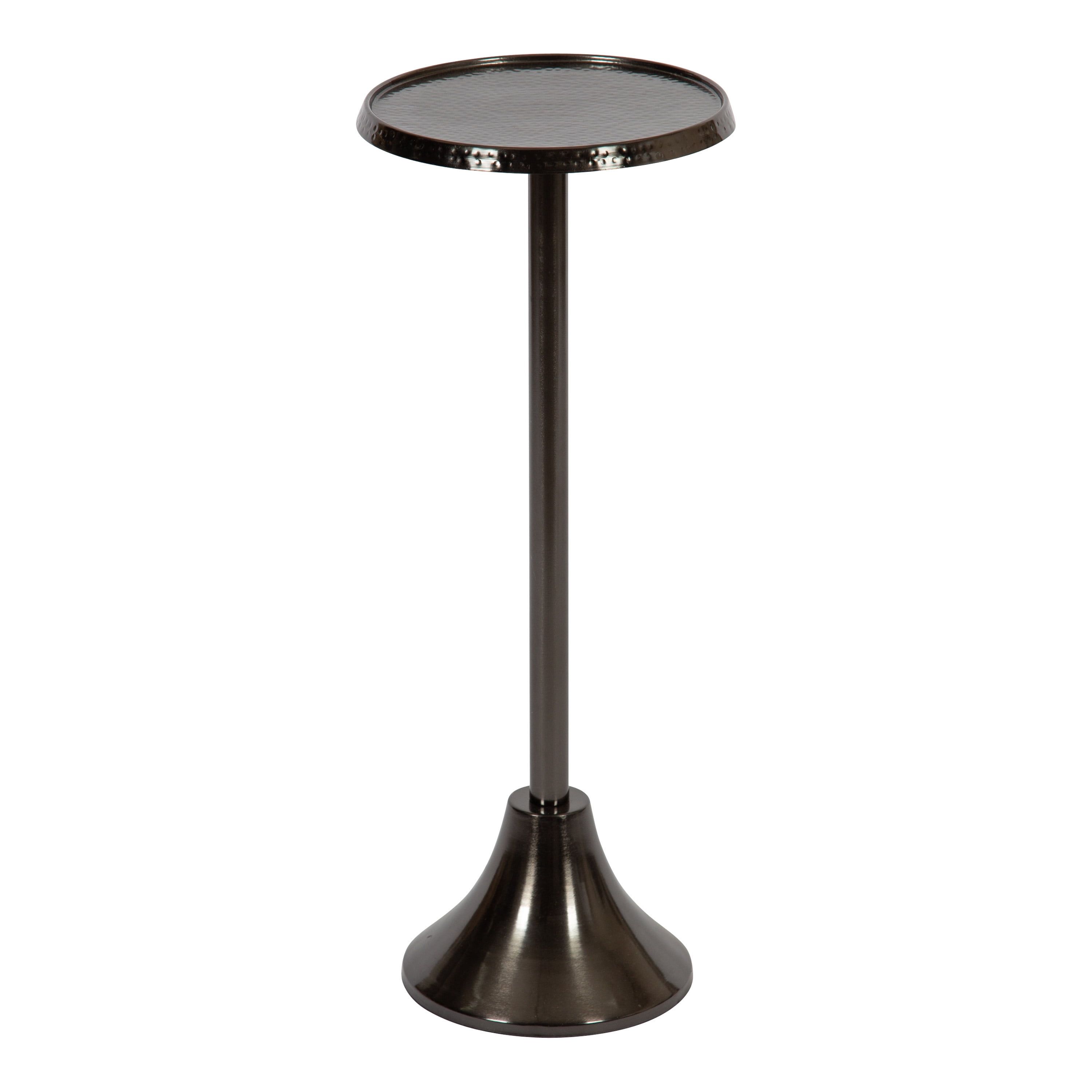 Sanzo Pewter Handcrafted Metal Pedestal Side Table