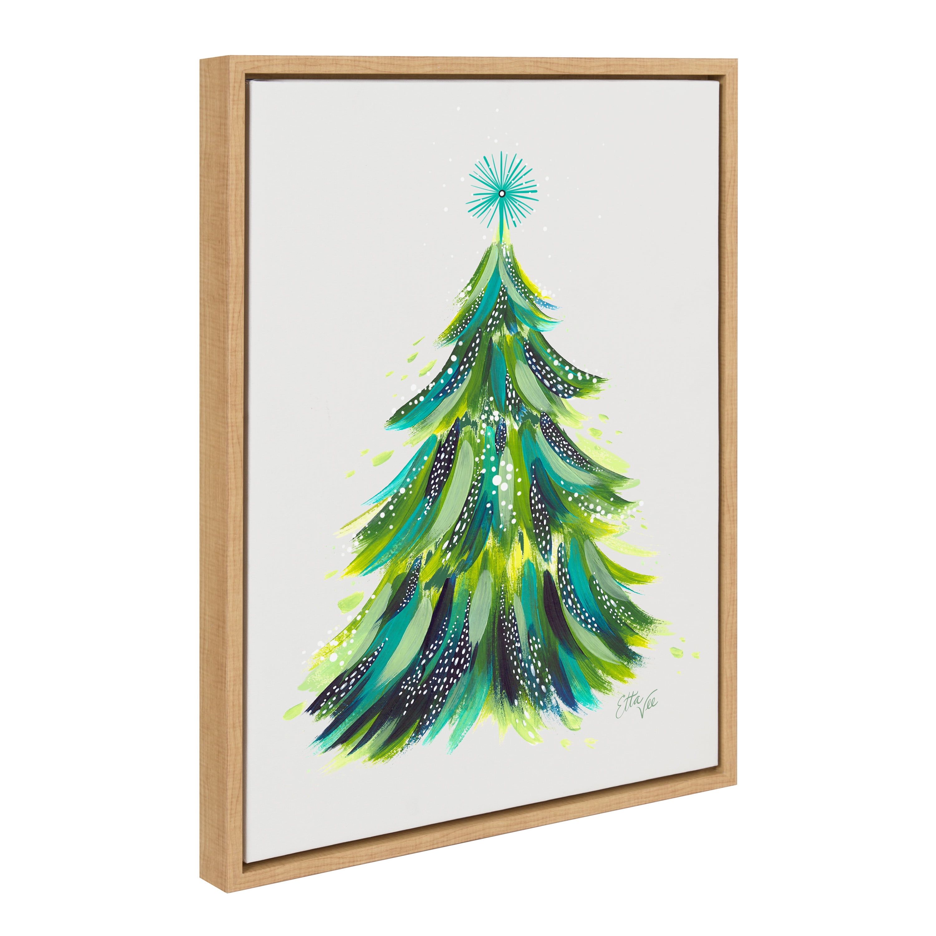 Natural Framed Christmas Tree Canvas Wall Art, 18x24