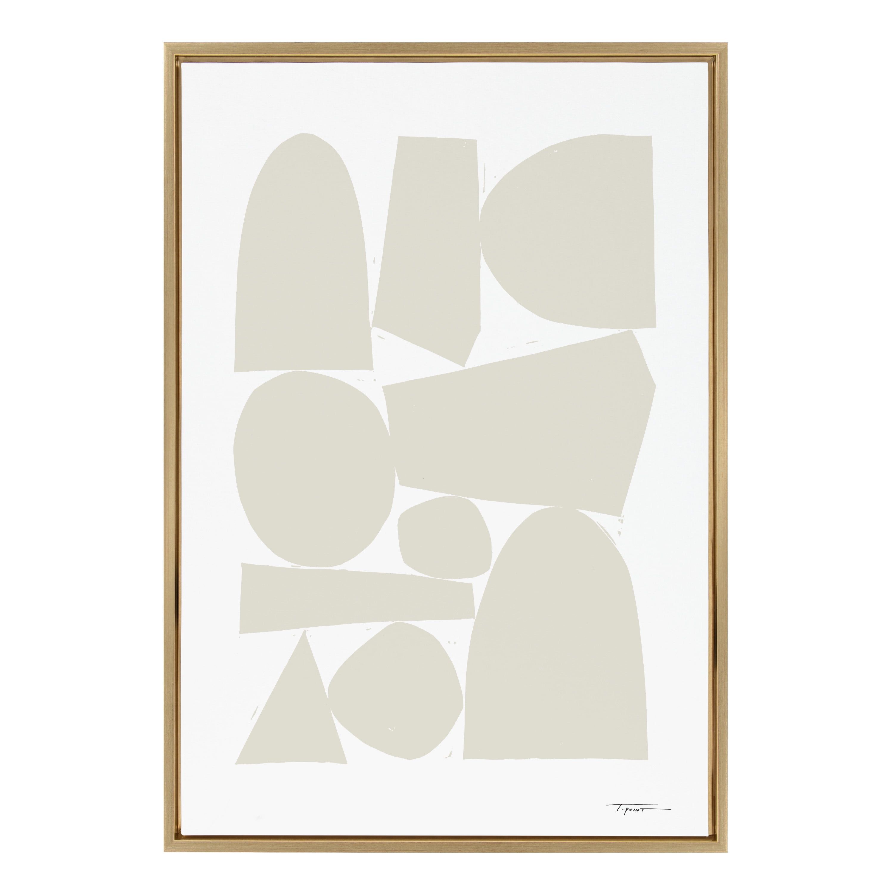 Gold Framed Neutral Abstract Canvas Wall Art, 23x33