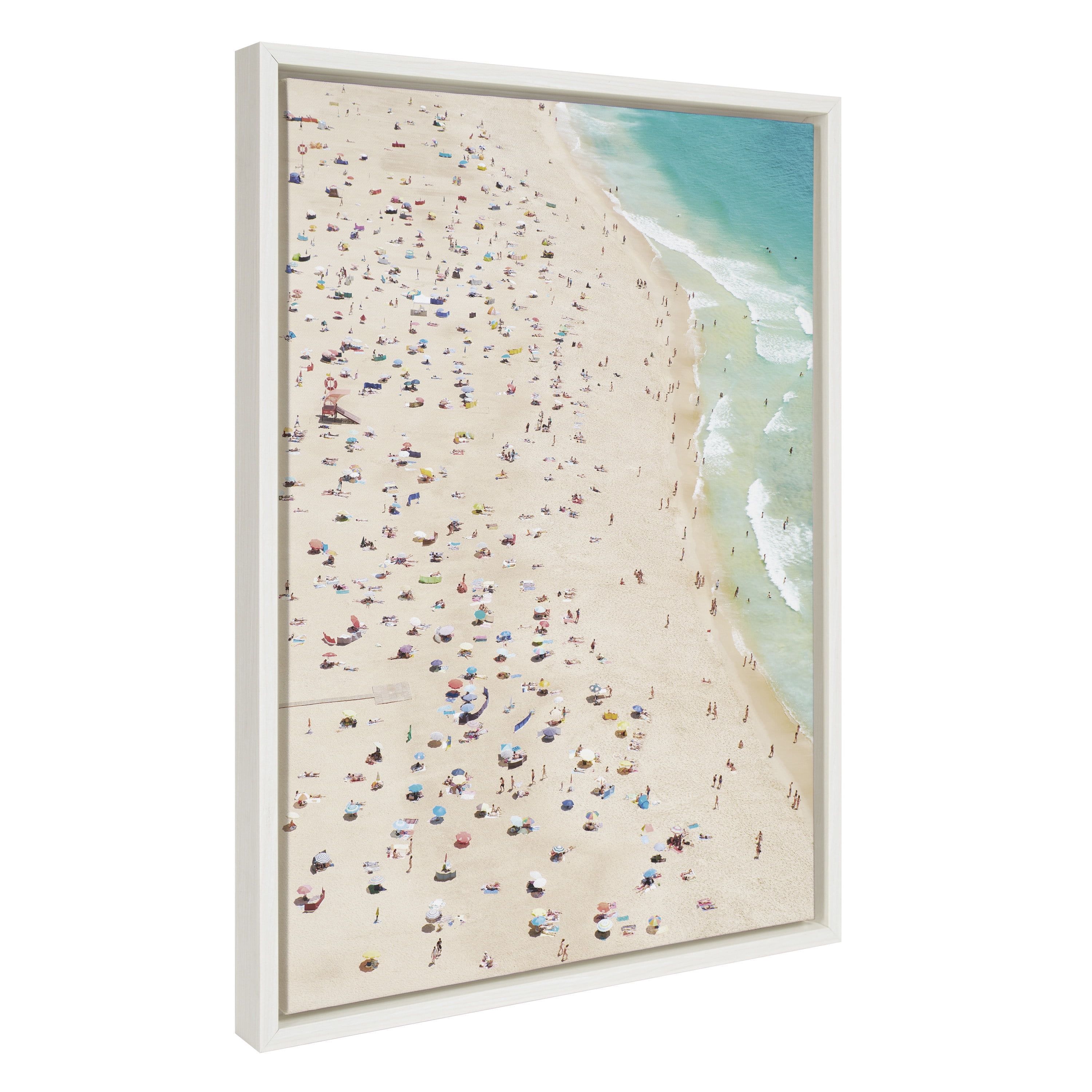 White Framed Coastal Beach Landscape Canvas Print, 18x24