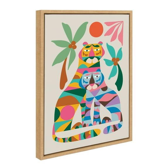 Colorful Mid-Century Modern Tiger Print on Canvas