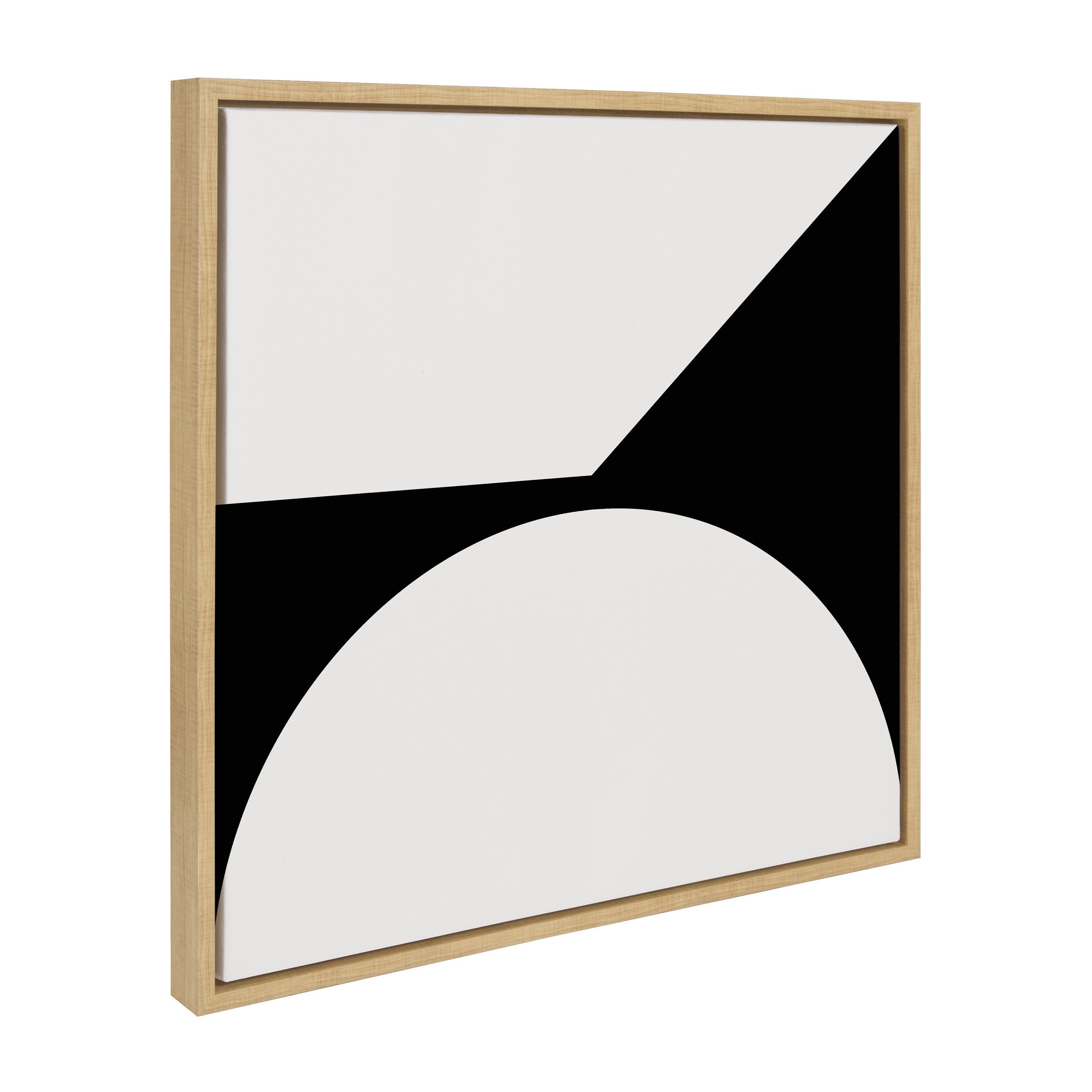 22'' Black and White Abstract Canvas Print with Natural Frame