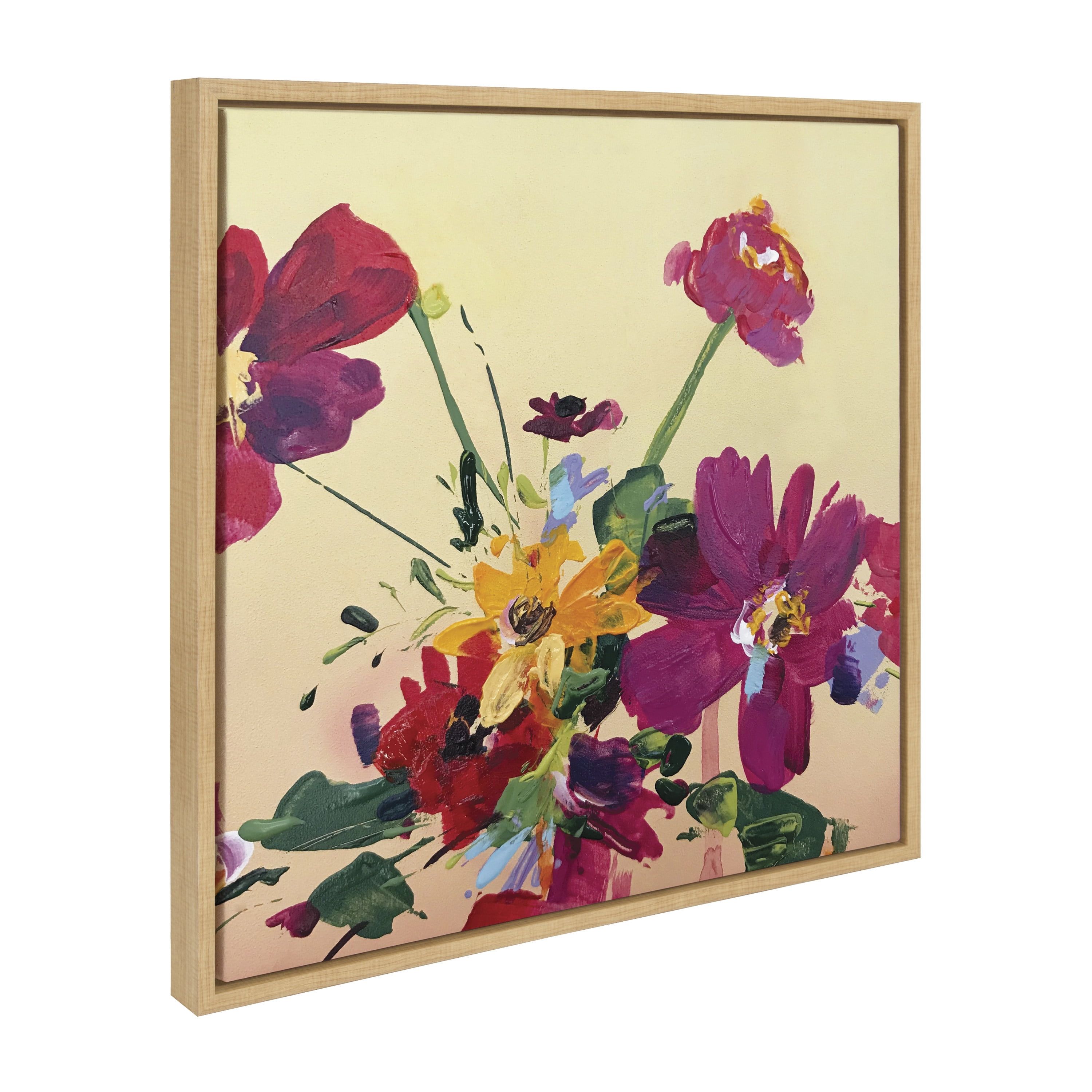 22x22 Natural Floral Canvas Wall Art with Polystyrene Frame