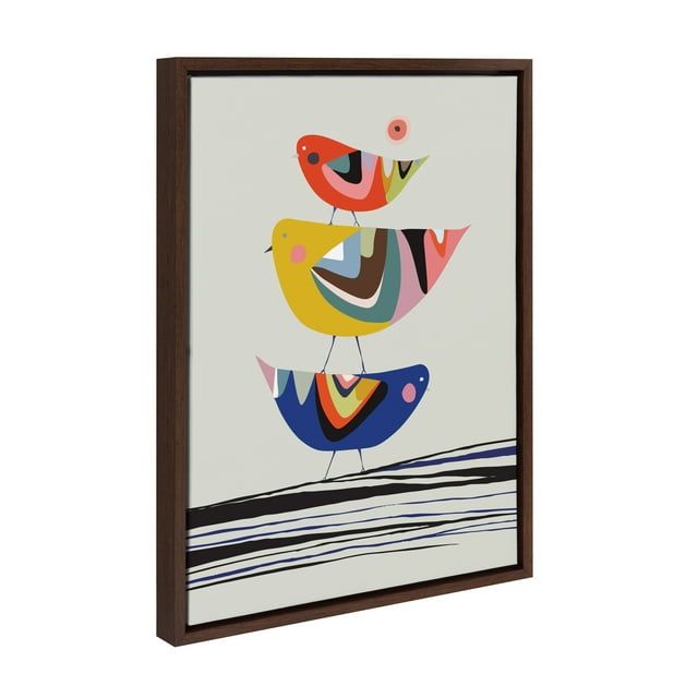 Colorful Animal Print on Canvas with Brown Frame, 18x24