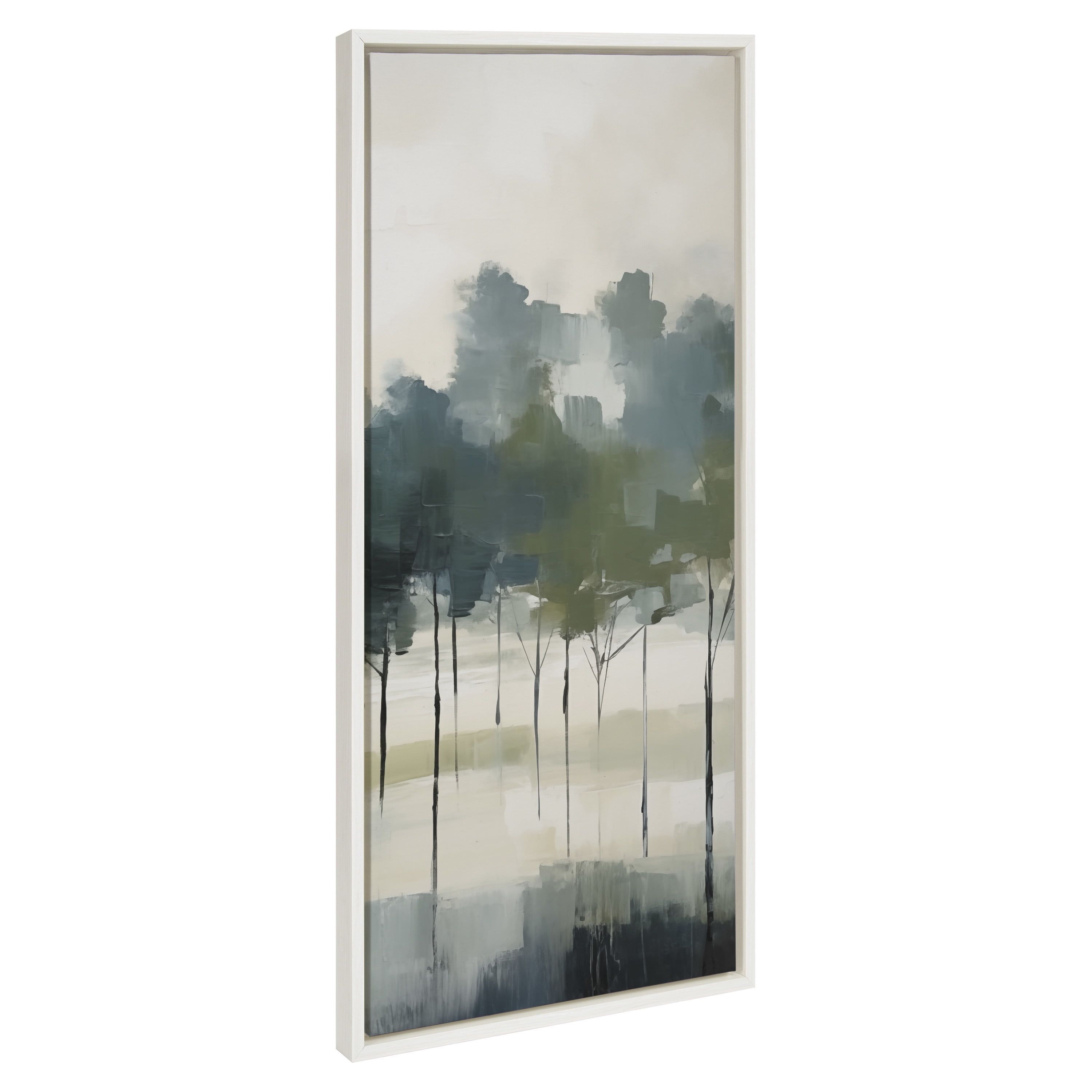 Whispering Trees Abstract Landscape 18x40 White Canvas Print