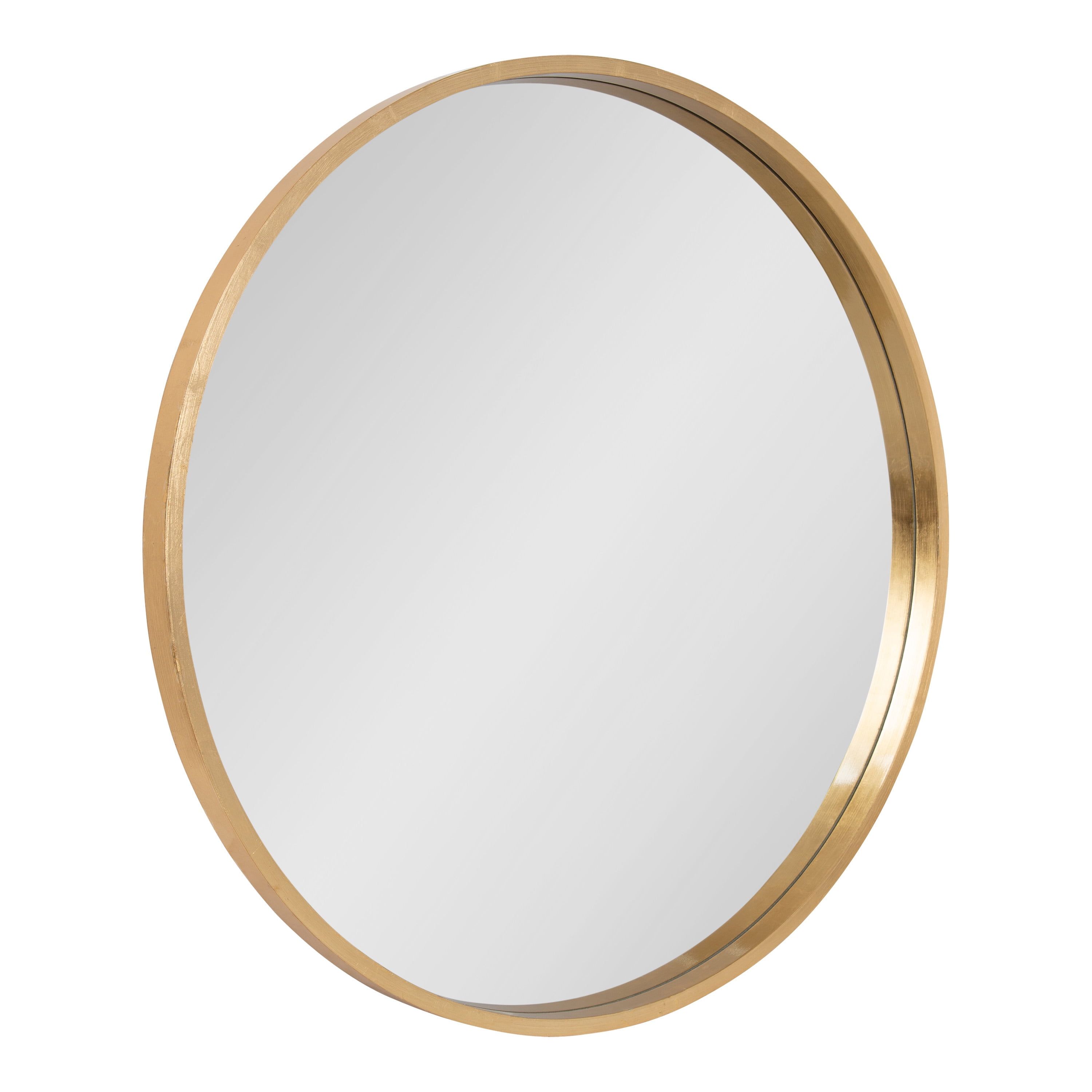 Gold Round Wood Wall Mirror, 32" Diameter