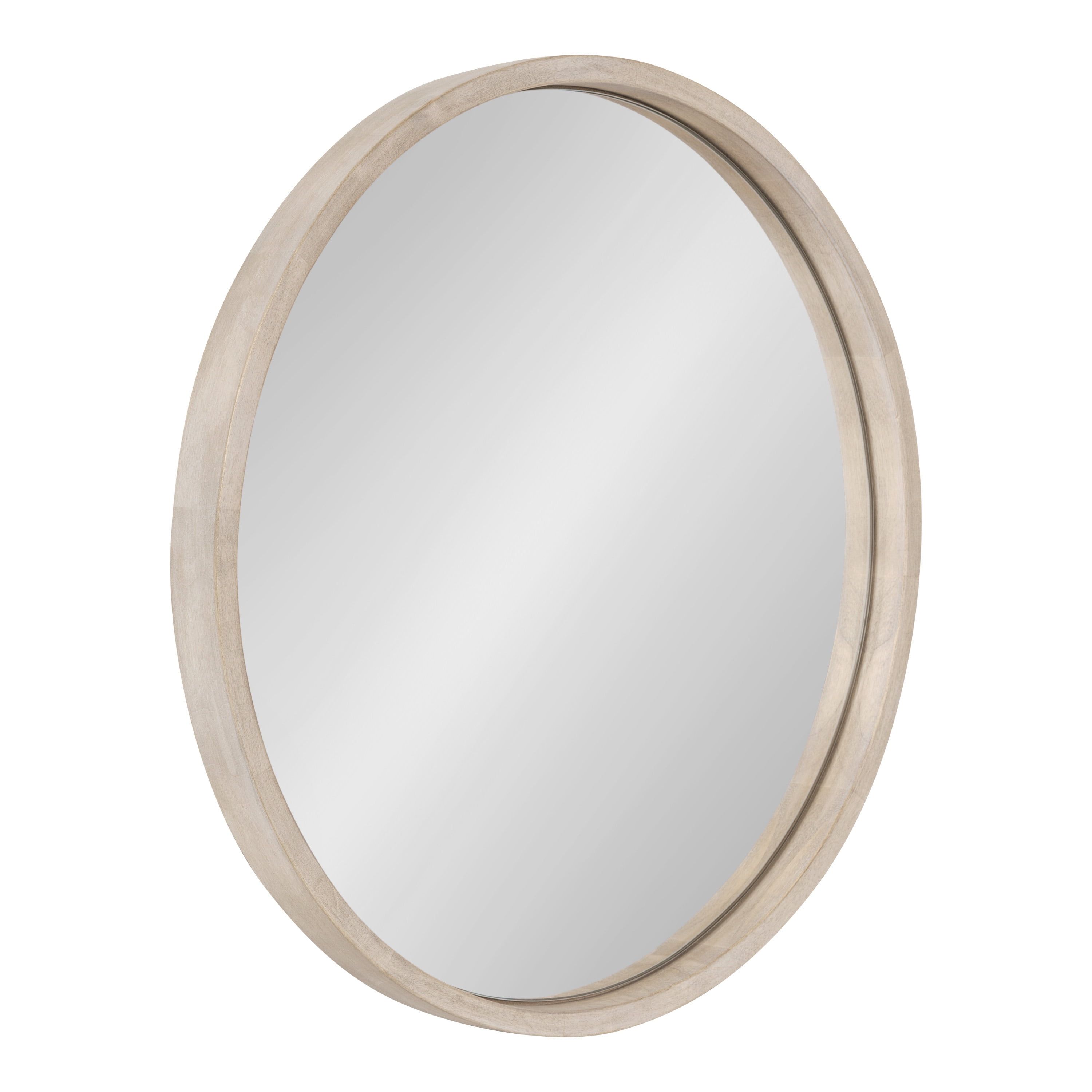 Valenti 18-Inch White Round Wood Vanity Mirror