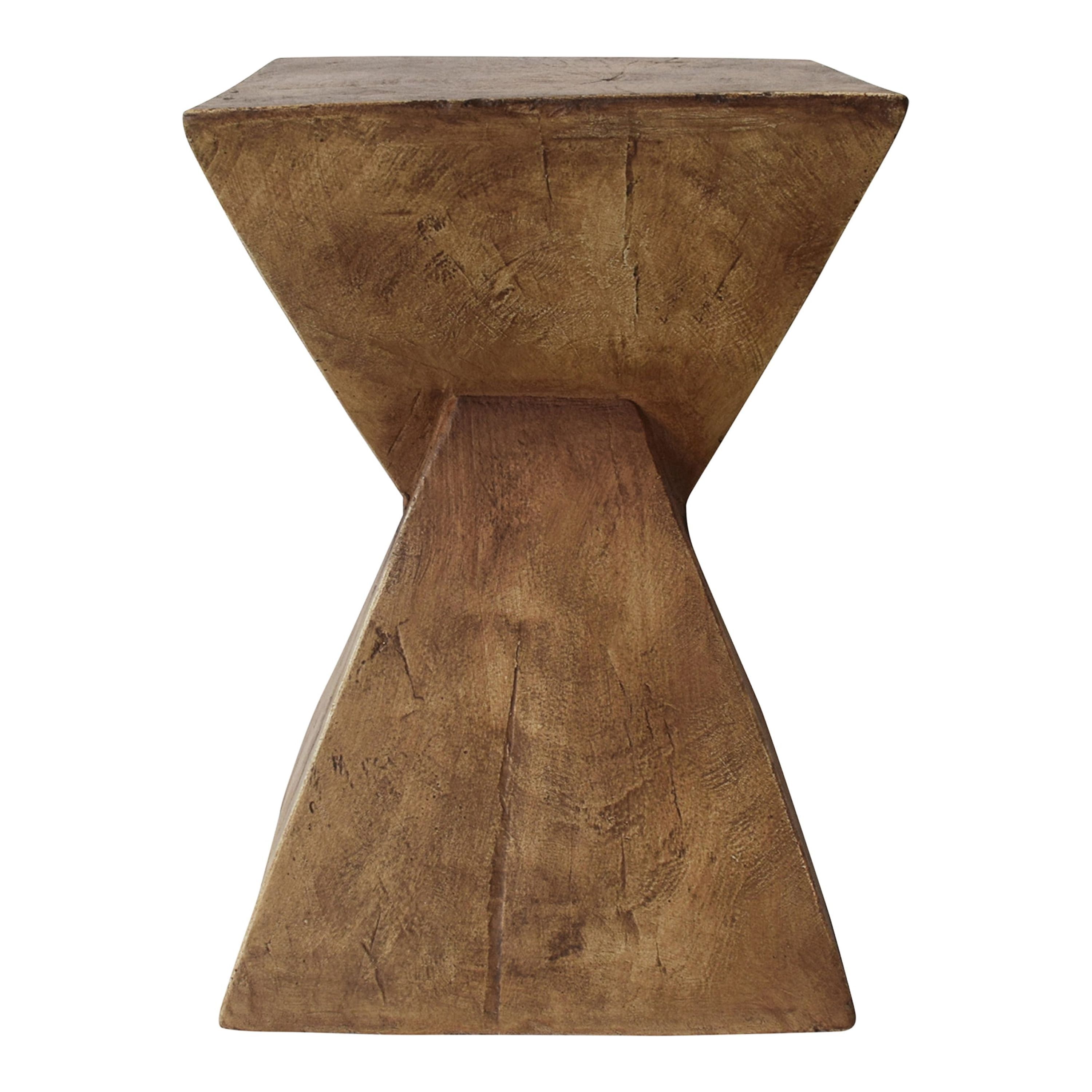 Kajsa Twisted Hourglass Modern Lightweight Concrete Accent Table, Natural Finish