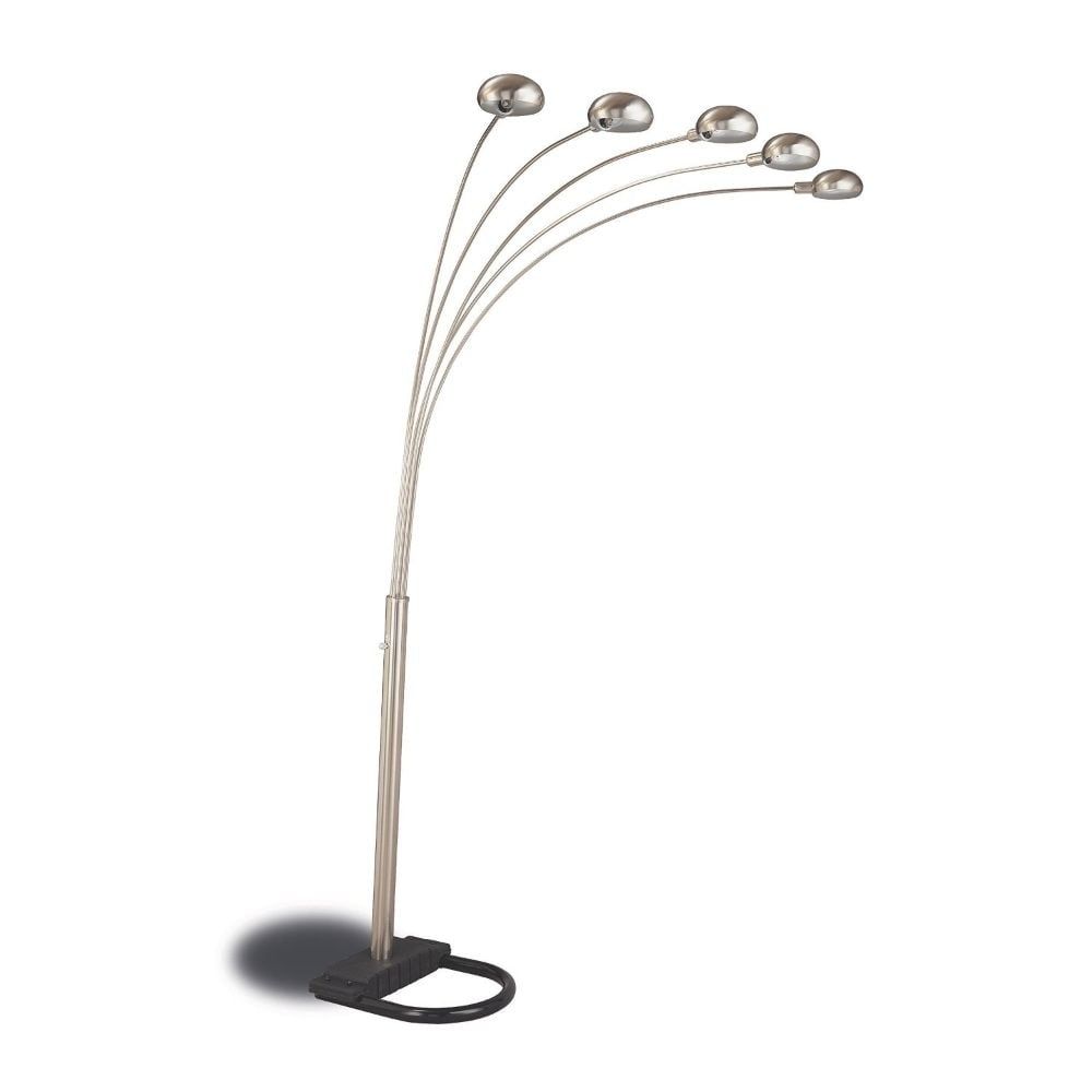 Adjustable Arc Multi-Head Floor Lamp in Pearl Silver