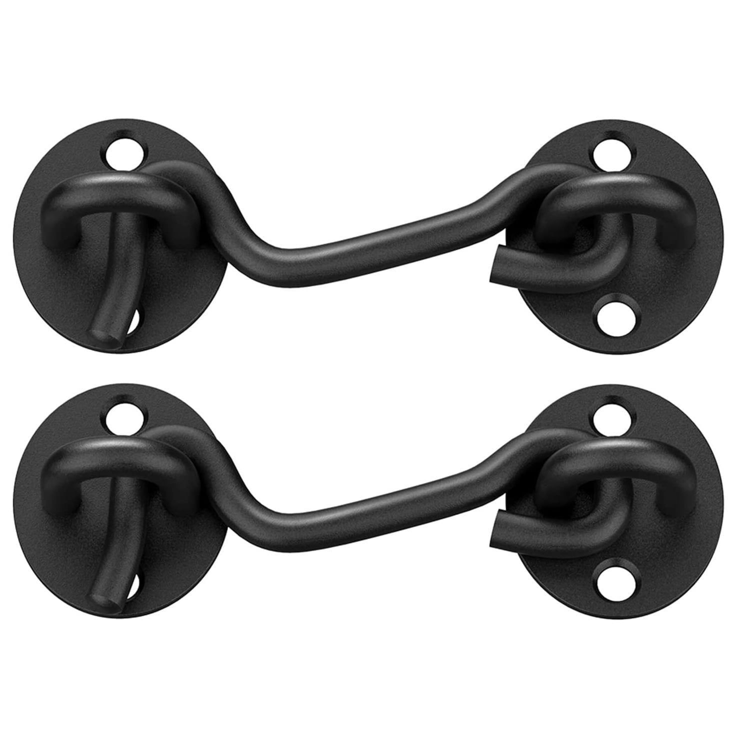 Black Heavy Duty 4-Inch Hook and Eye Latch Set