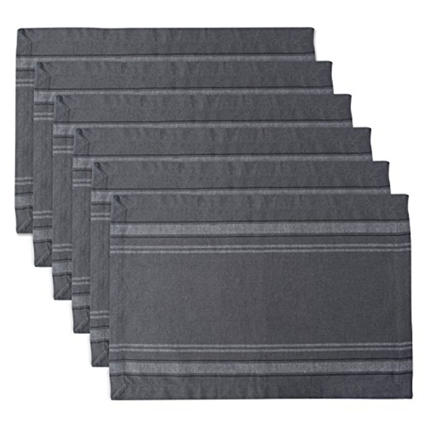 Gray Cotton Chambray French Stripe Placemats Set of 6