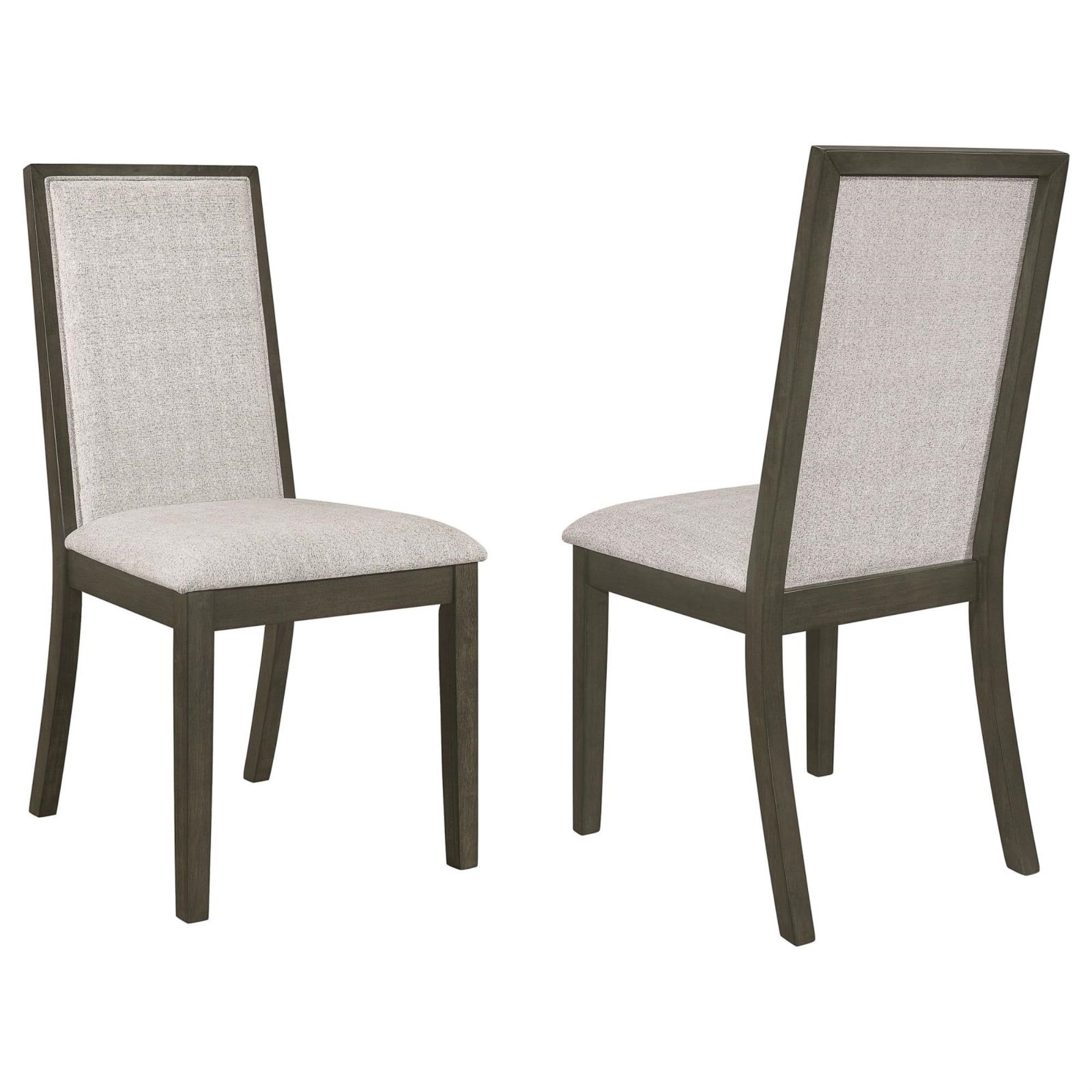 Beige Upholstered High Back Wood Side Chair Set