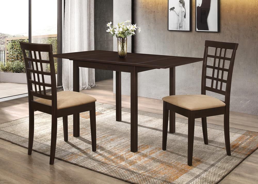 Cappuccino and Tan 3-Piece Drop Leaf Dining Set