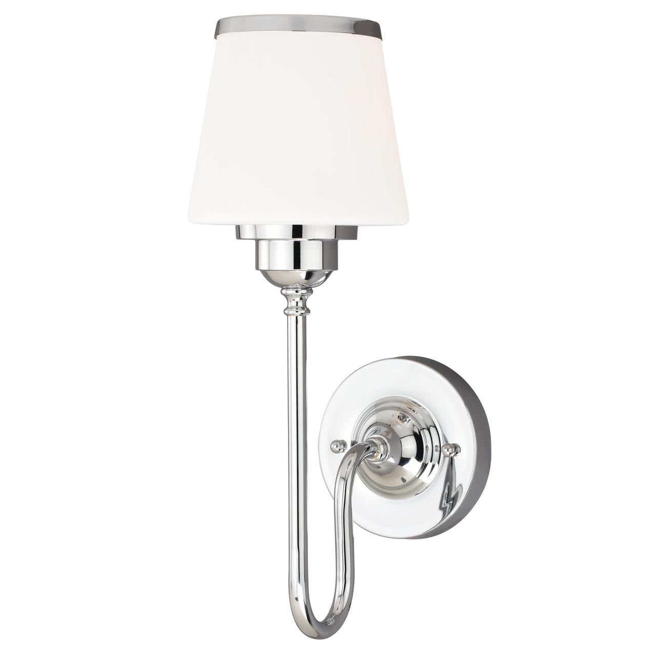 Kelsy Chrome 1-Light Bathroom Wall Fixture with Frosted Shade