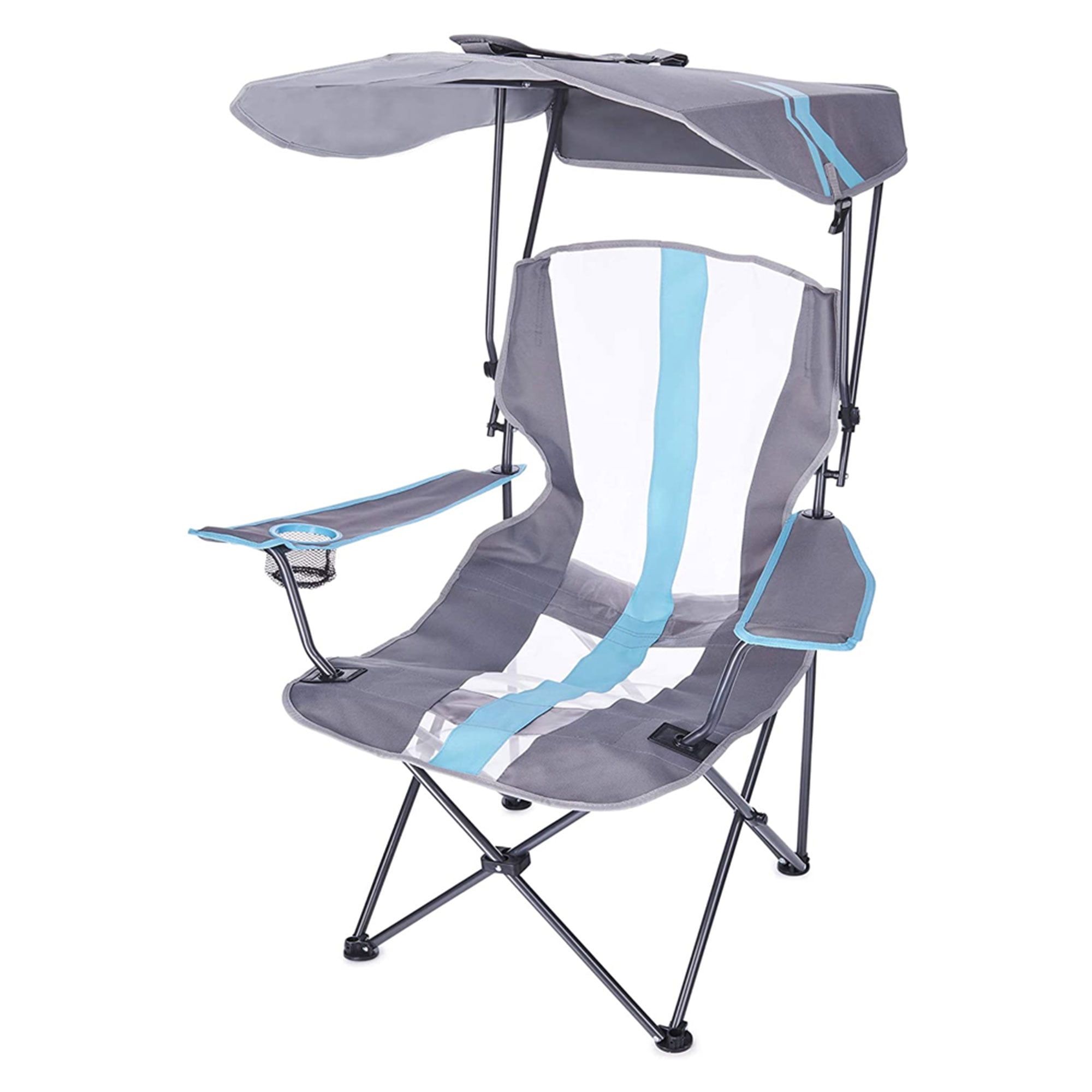 Modern Foldable Outdoor Chair with 50+ UPF Canopy, Blue & Gray