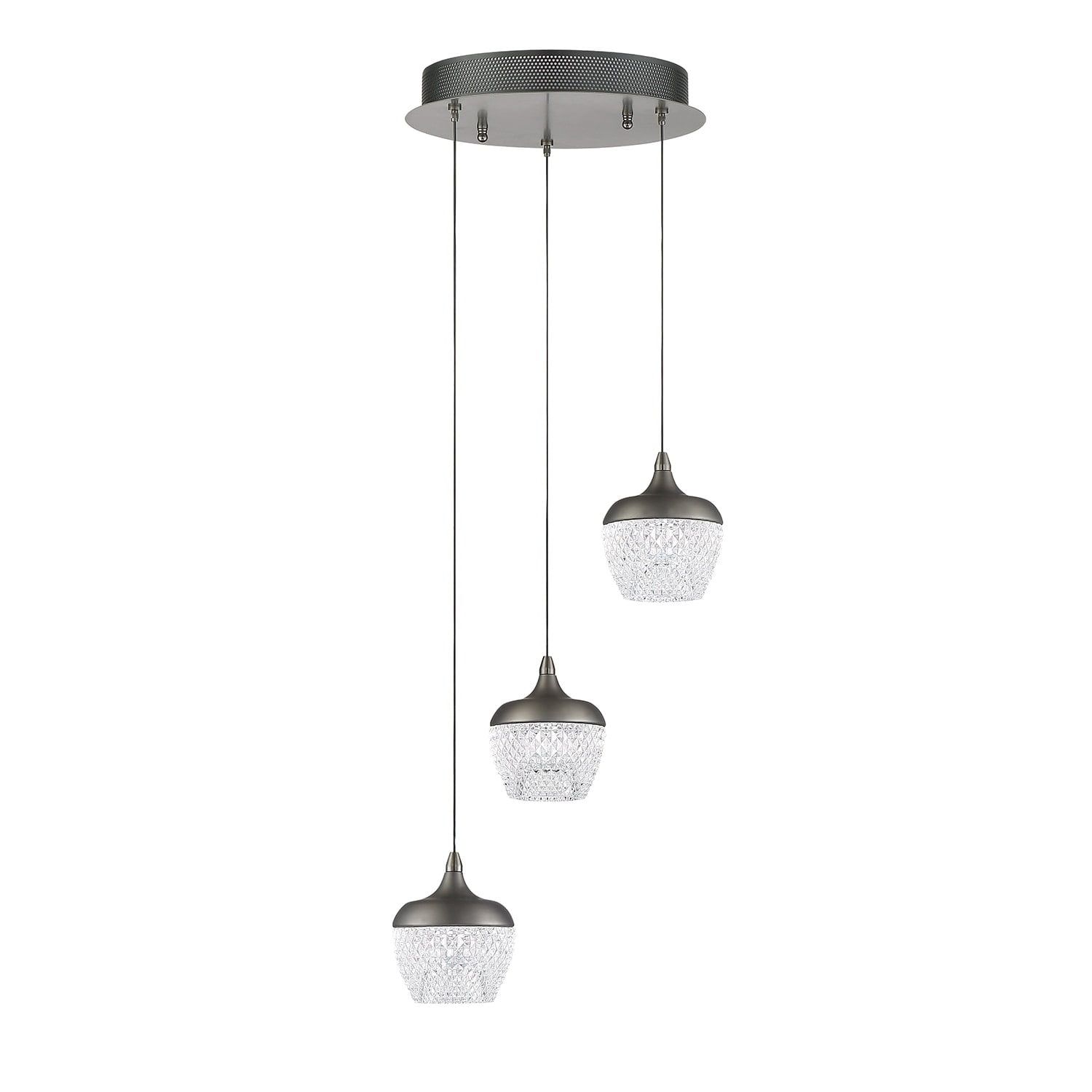 Arika Sleek Stainless Steel LED Pendant Light with Etched Glass