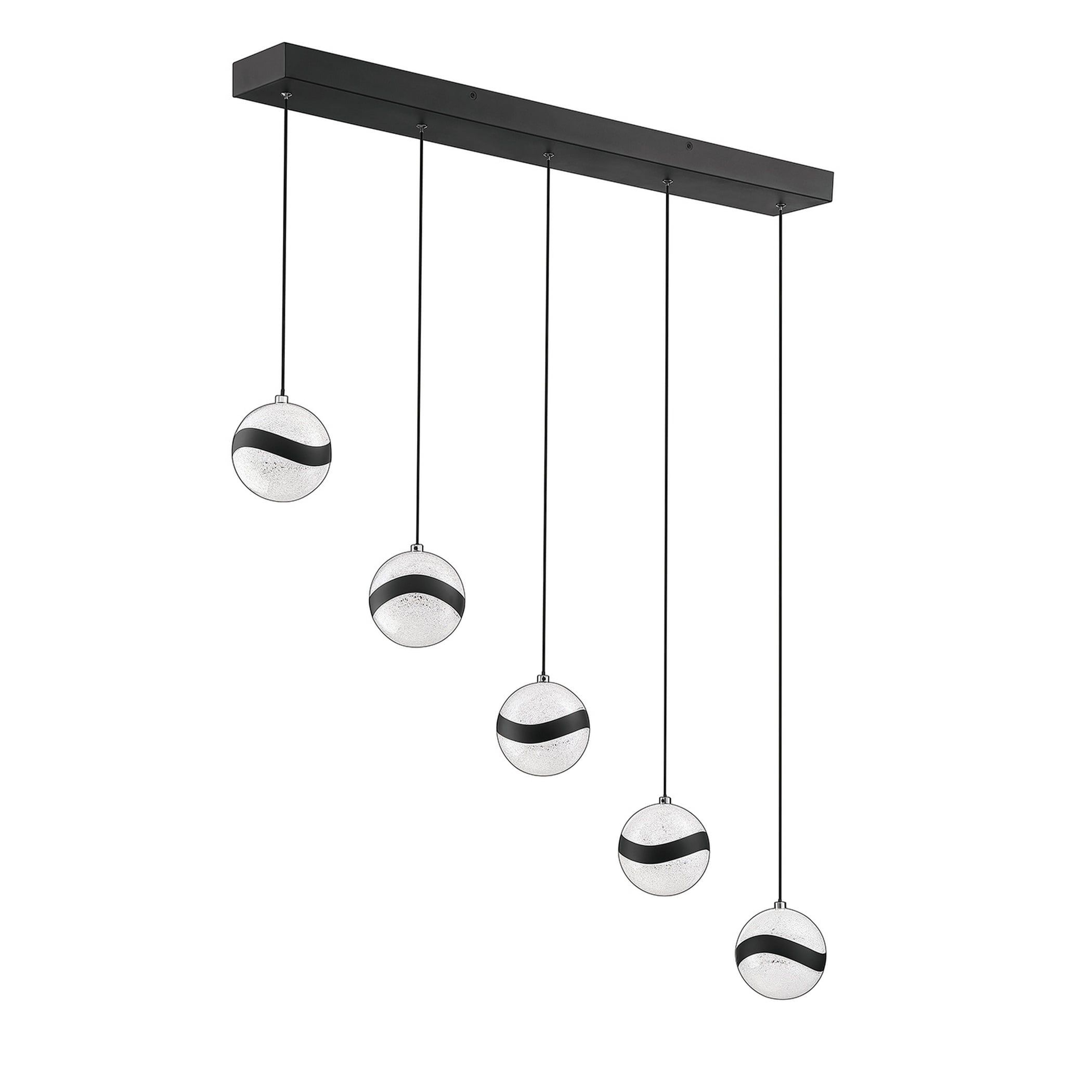 Matte Black Mystyke 5-Light LED Globe Pendant with Acrylic Shades