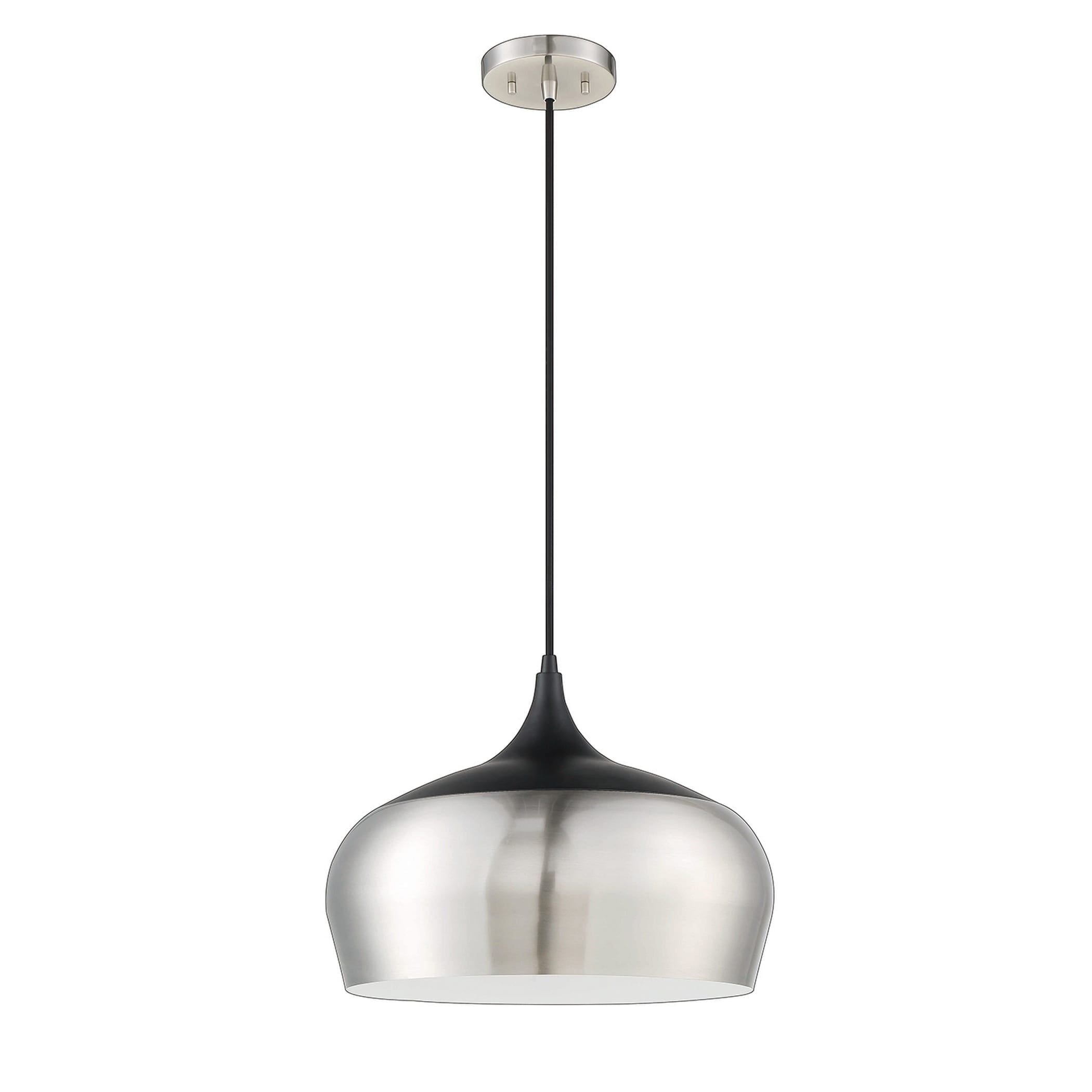 Orian Grande Satin Nickel and Black Pendant Light