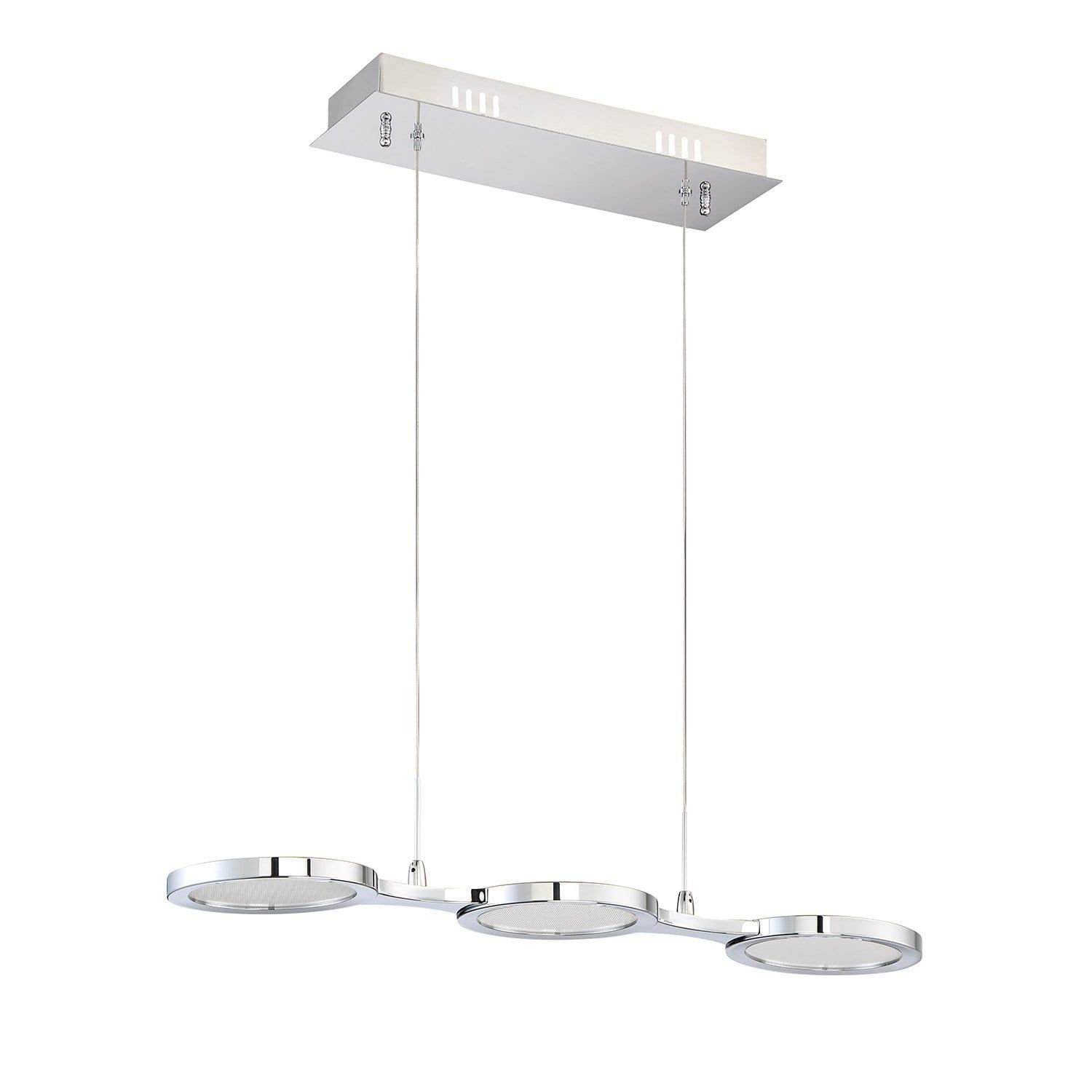 Milan Contemporary Chrome 3-Light LED Island Fixture with Clear Mesh