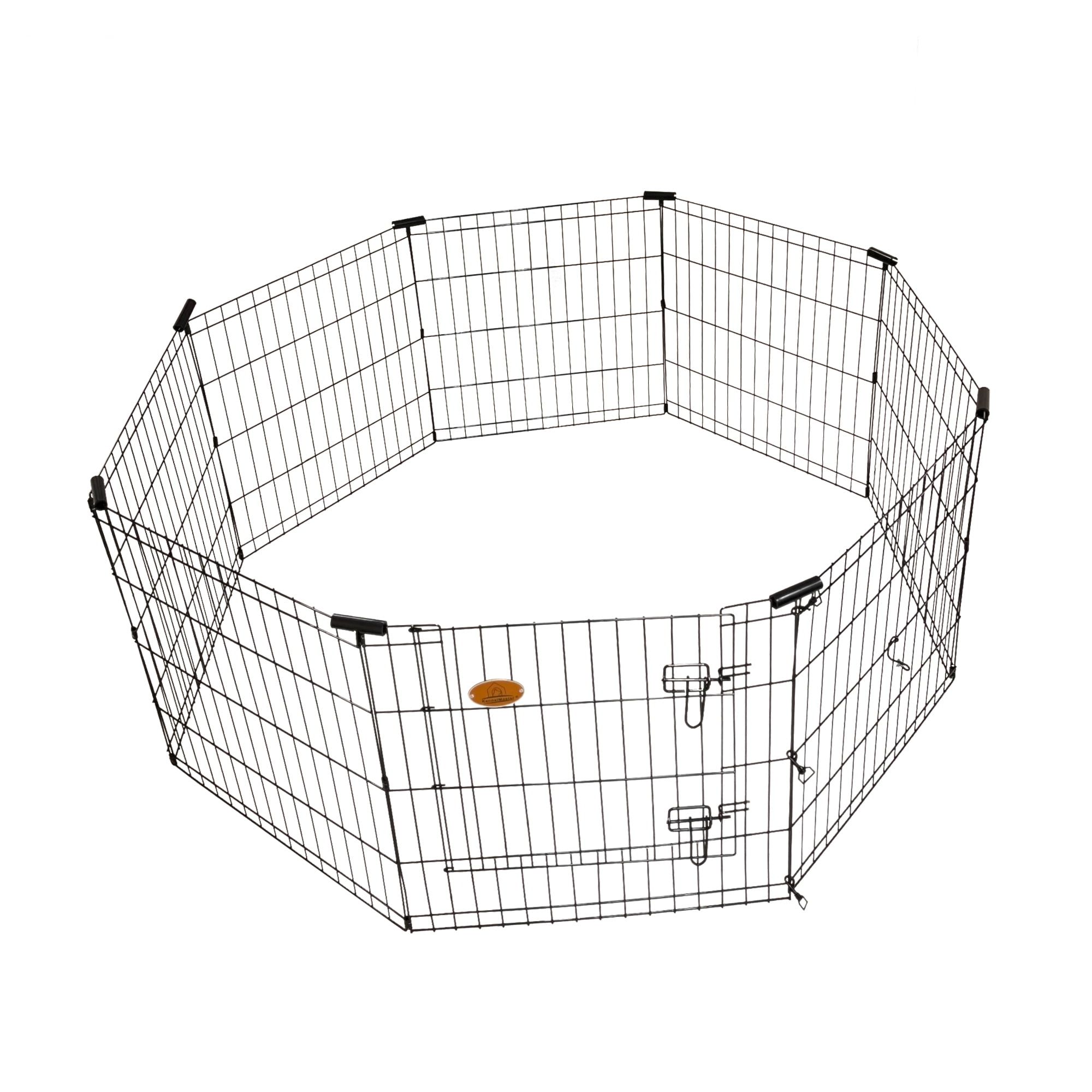 KennelMaster Black 24" Metal 8-Panel Exercise Playpen with Gate