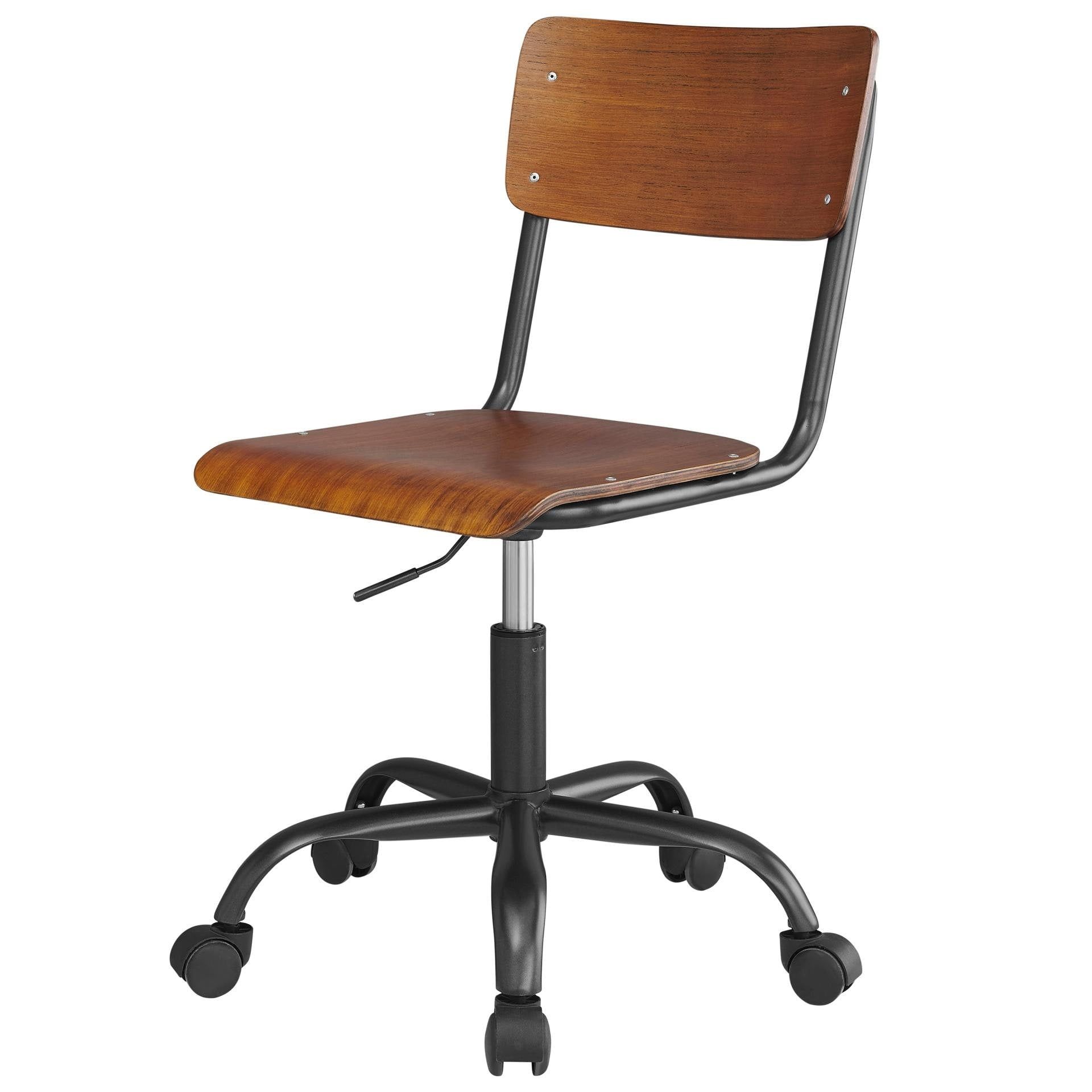 Adjustable Walnut & Metallic Gunmetal Office Chair