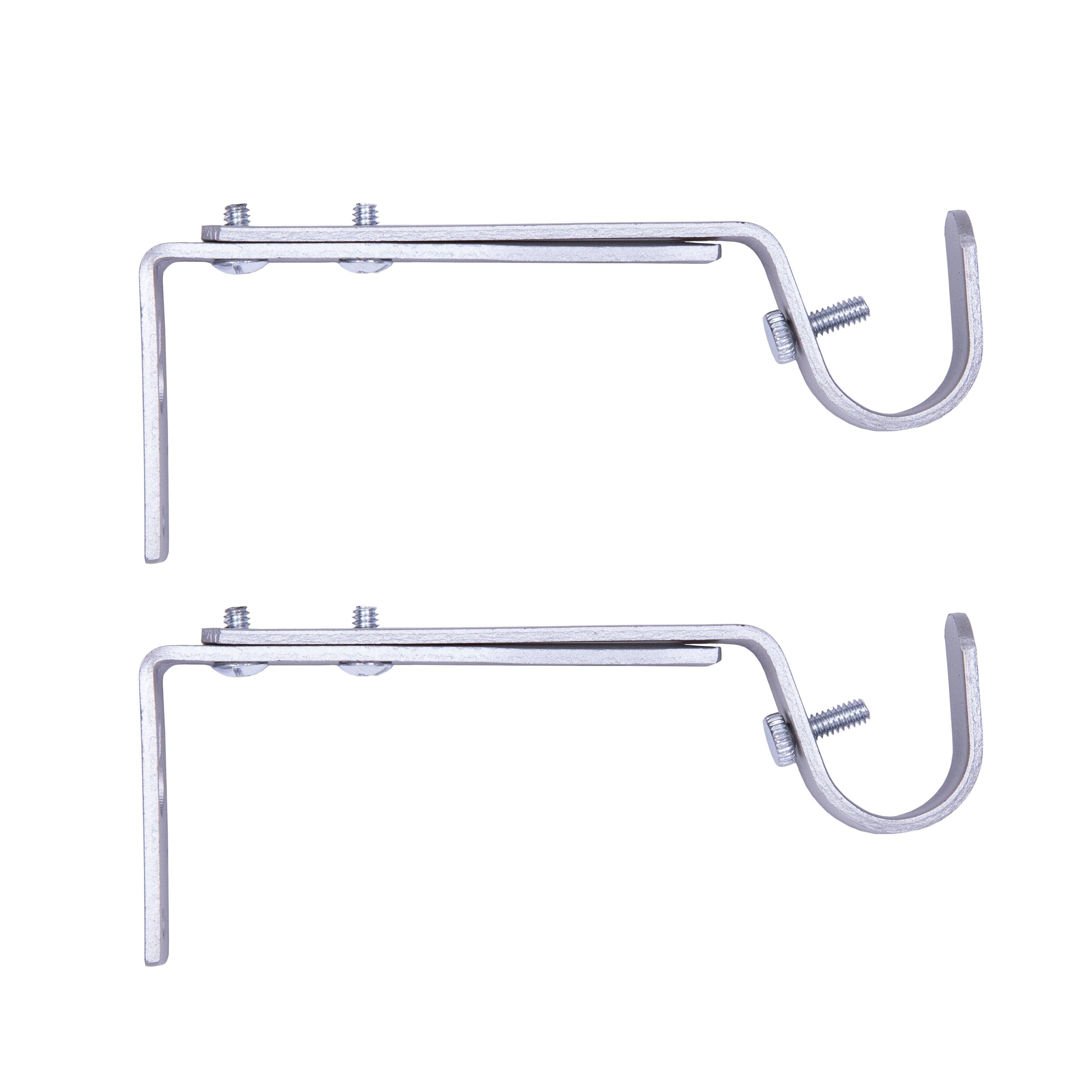 Satin Nickel Adjustable Double Curtain Rod Brackets, Set of 2