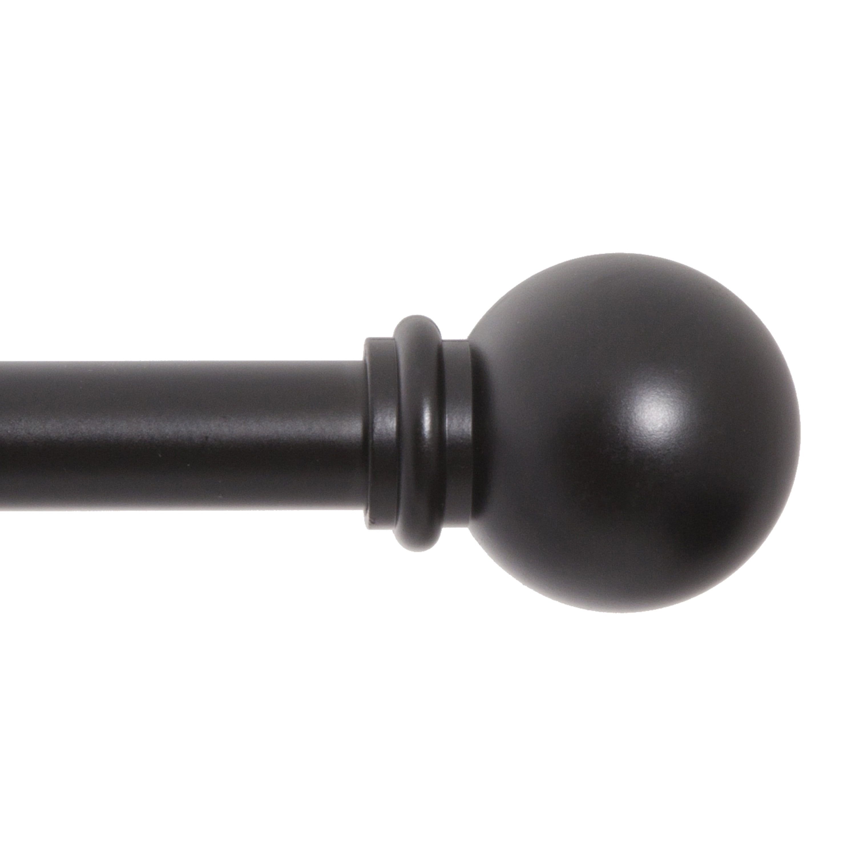 Adjustable Black Steel Window Curtain Rod with Ball Finials