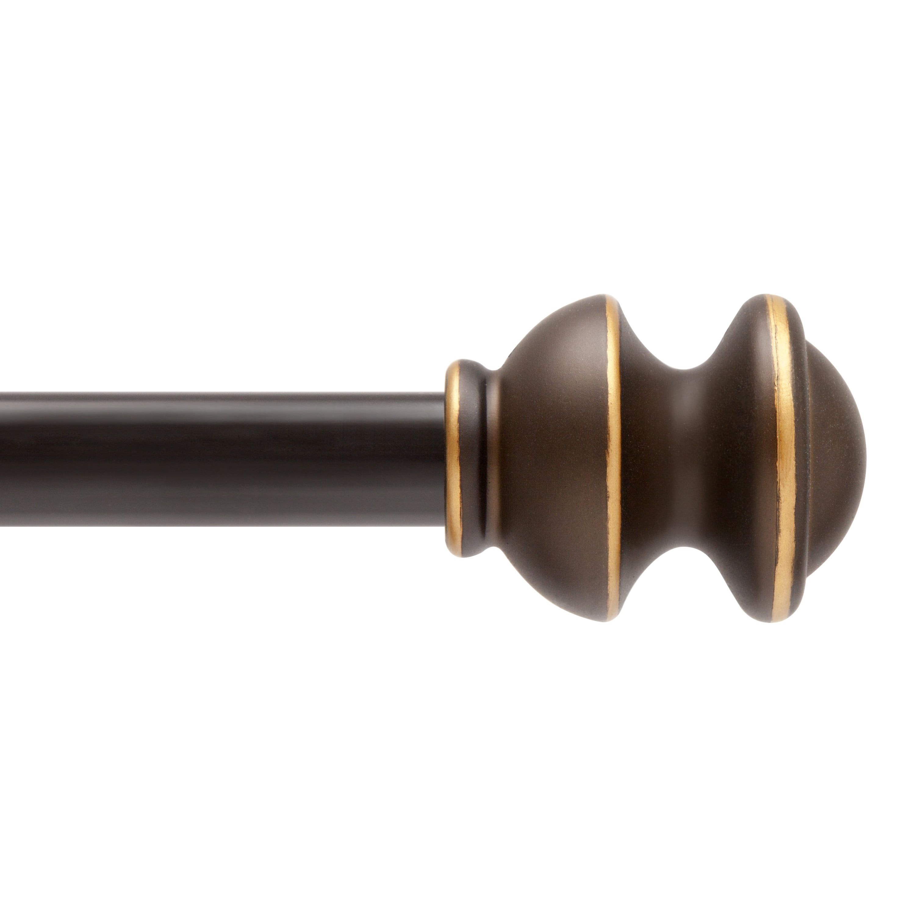 Adjustable Oil Rubbed Bronze Single Curtain Rod with Finials