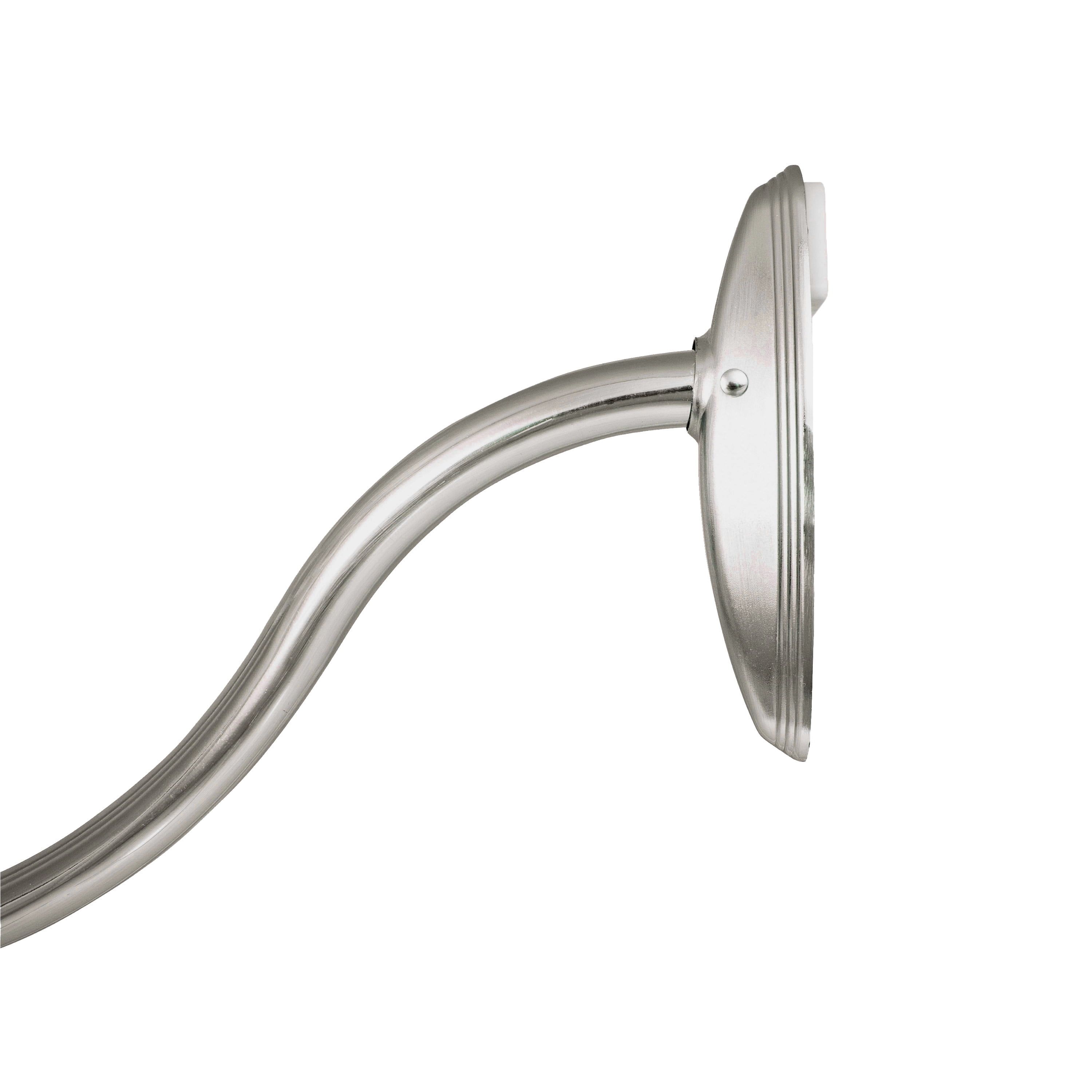 Brushed Nickel Curved Steel Tension Shower Curtain Rod, 57-72"