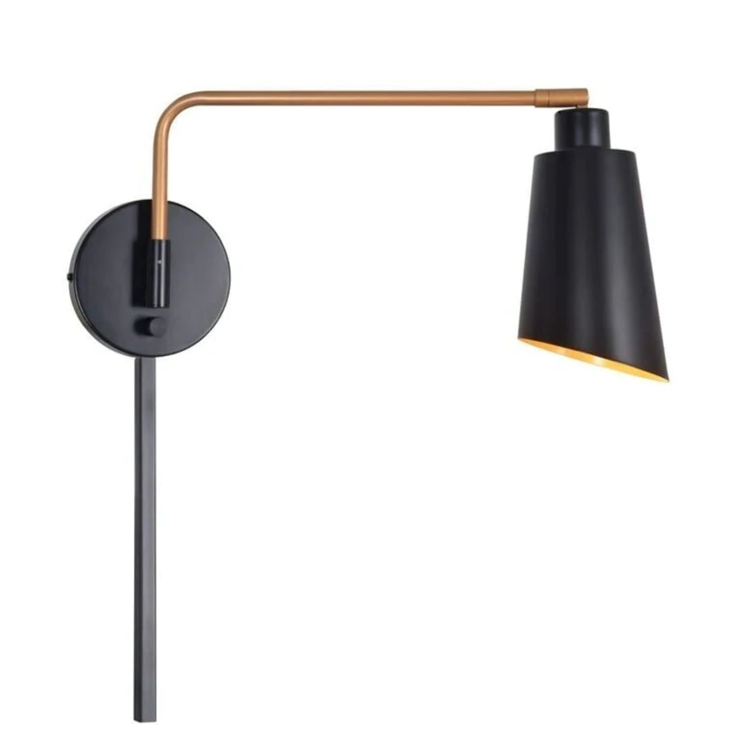 Black Bronze Swing Arm Wall Lamp with Metal Shade