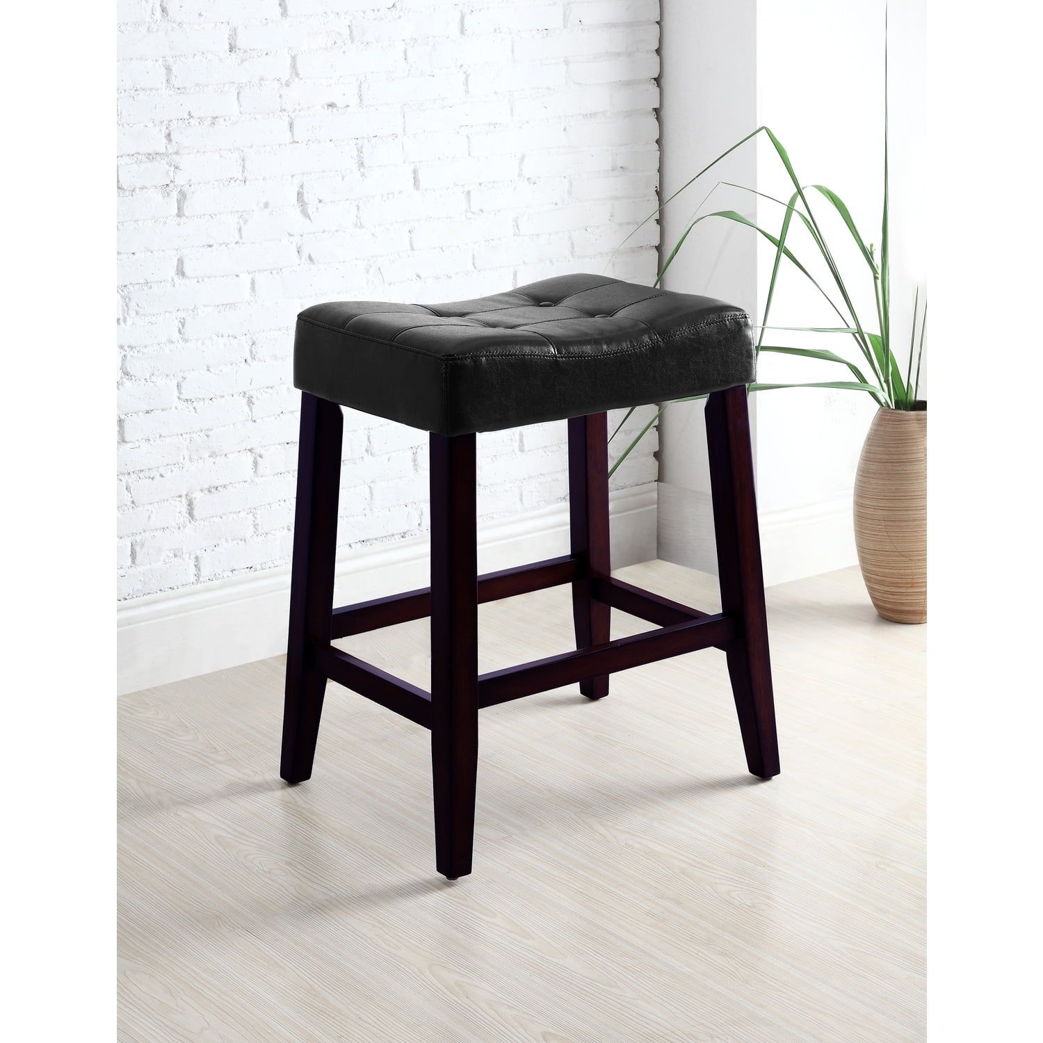 Espresso Black Swivel Saddle Style Barstool with Wood Frame