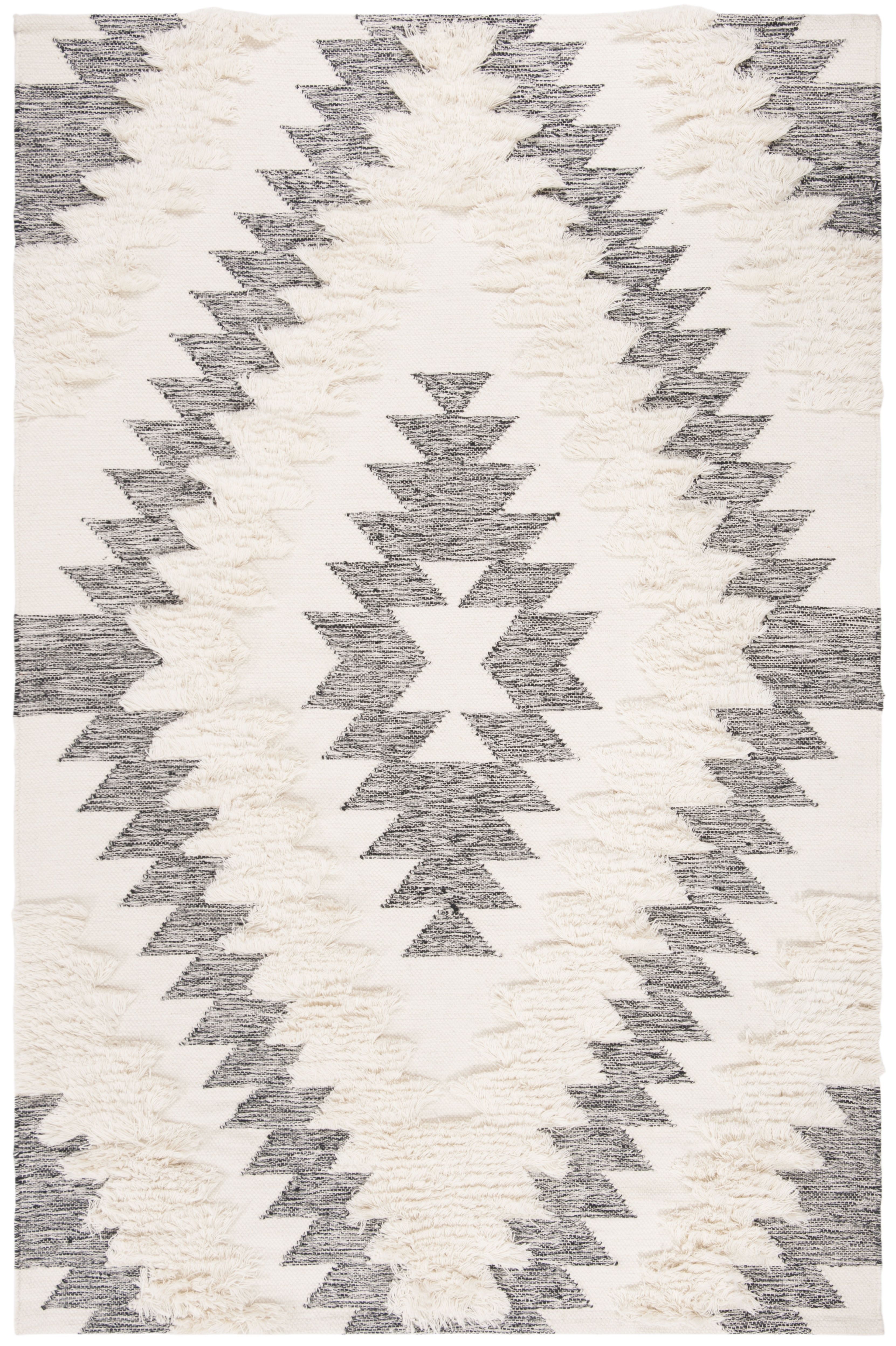 Kenya Tribal Artistry Black and Ivory Wool 8' x 10' Rug