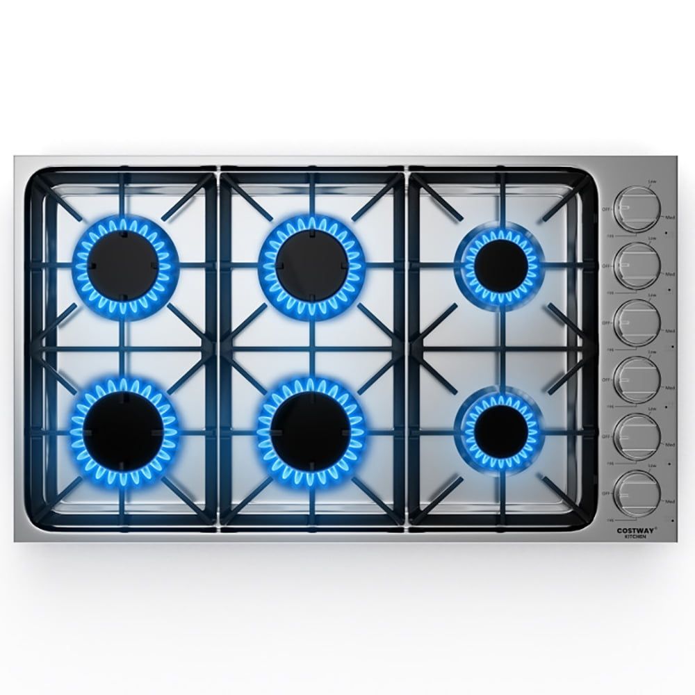 Costway 30" Stainless Steel 6-Burner Propane Gas Cooktop