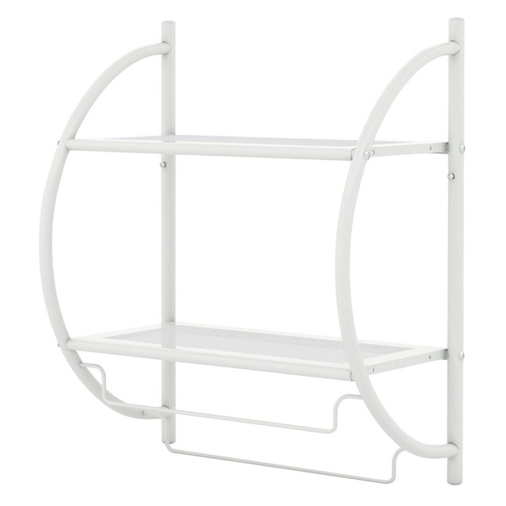 White Metal Wall Mounted 2-Tier Bathroom Towel Rack